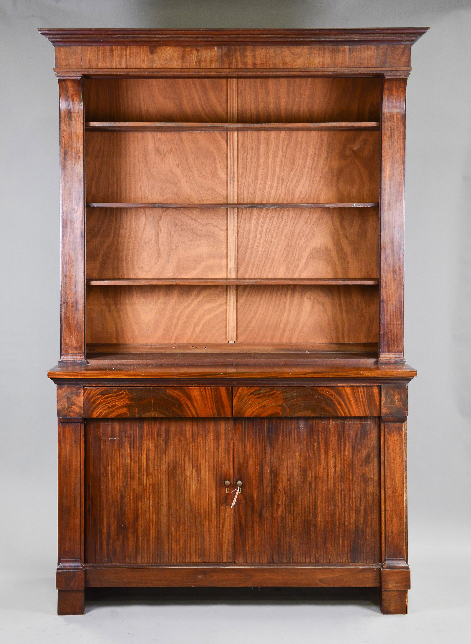 Large Mahogany Stepback Open Bookshelf (1 of 6)
