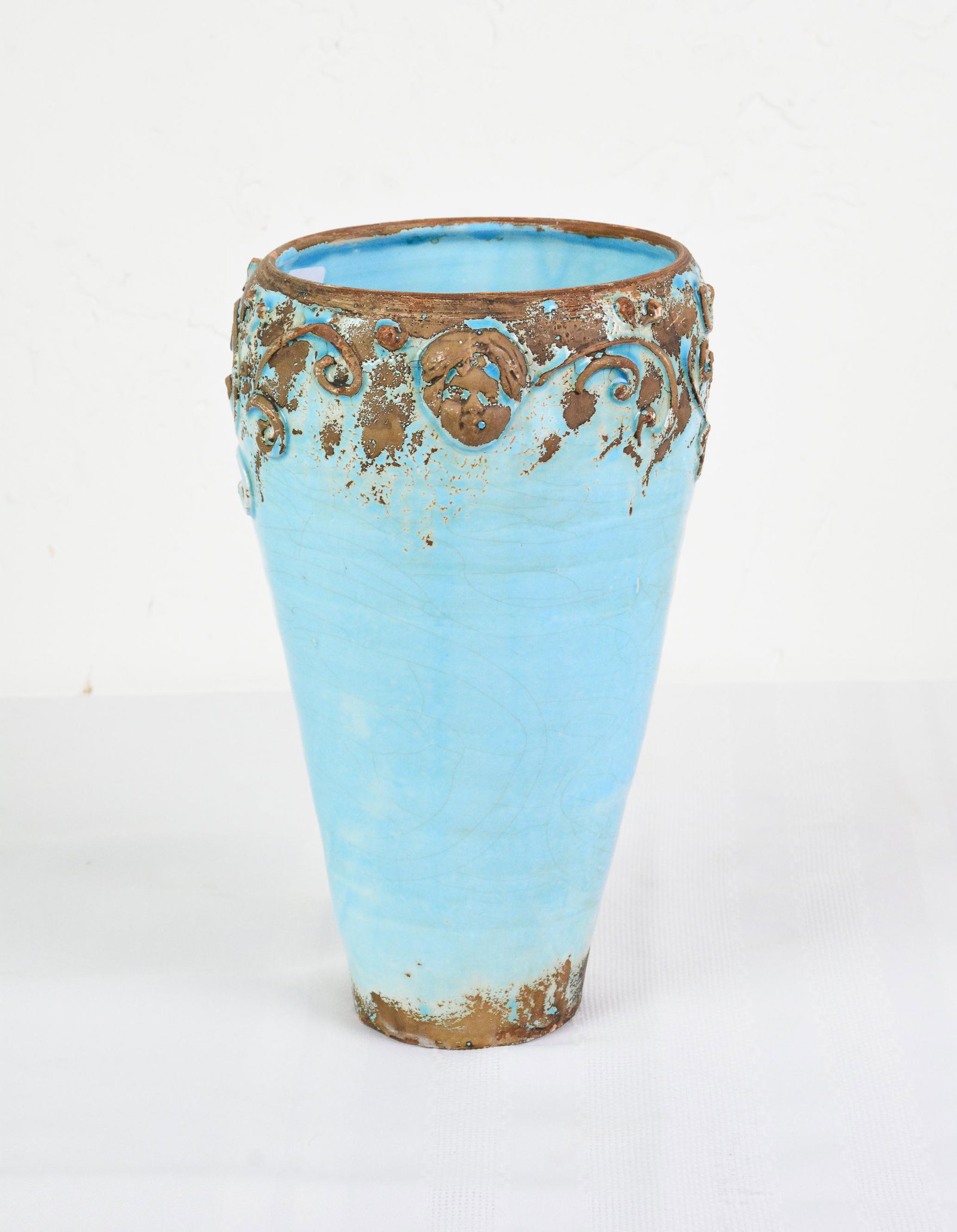 Turquoise Hand Made Pottery Vase (1 of 3)