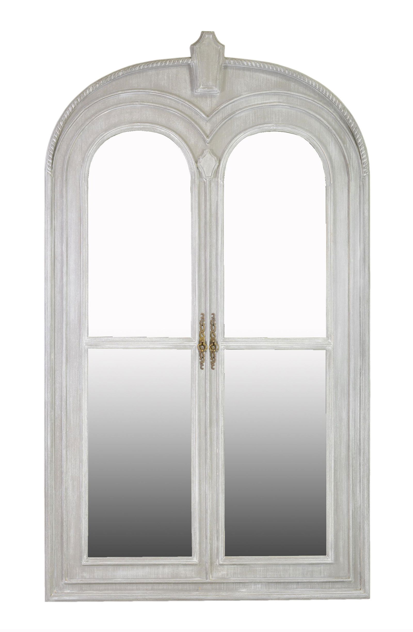 Large Arched Painted Grey Beveled Mirror (1 of 3)
