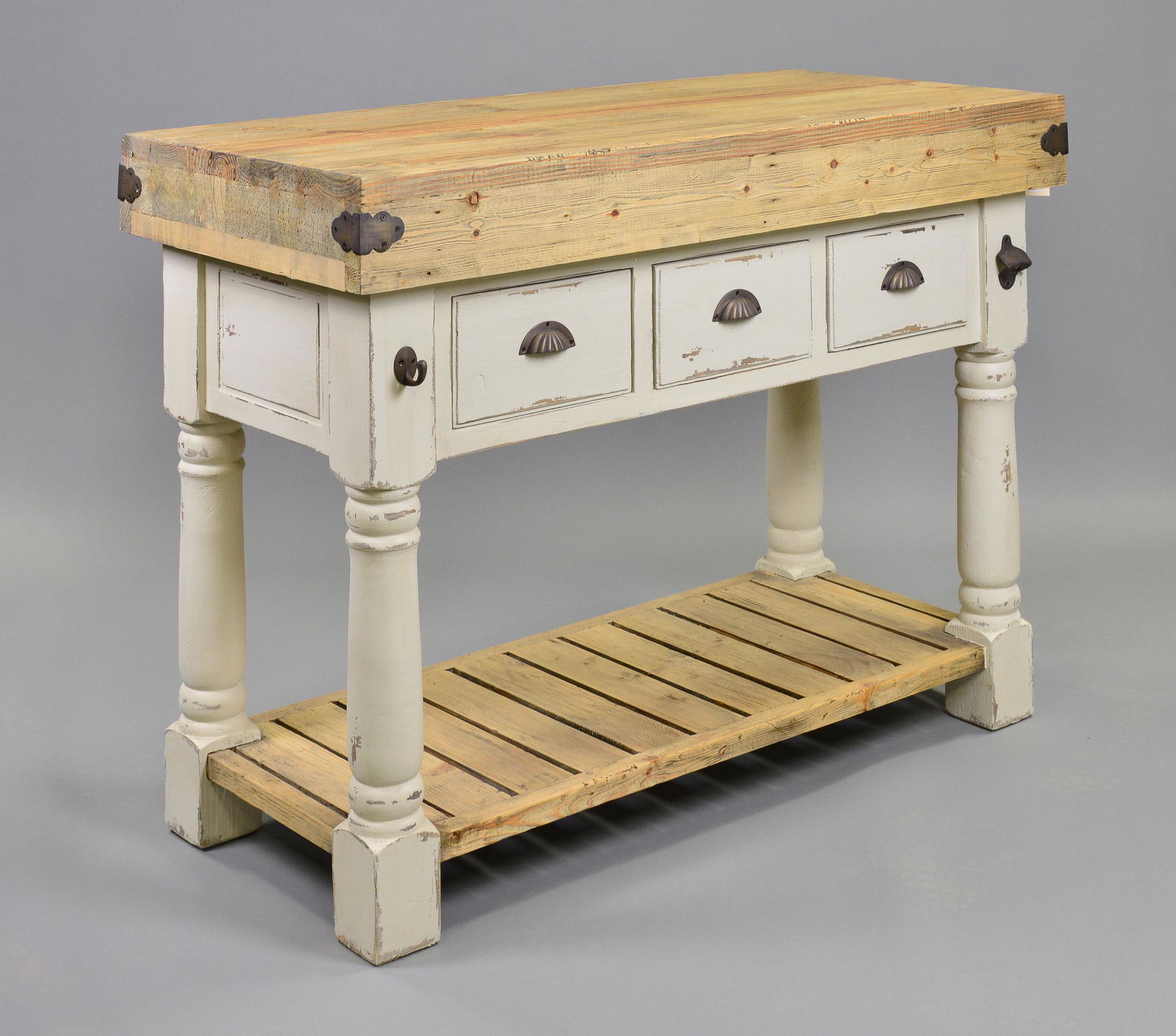 Farmhouse 3 Drawer Kitchen Island - Painted Base #1 (1 of 3)