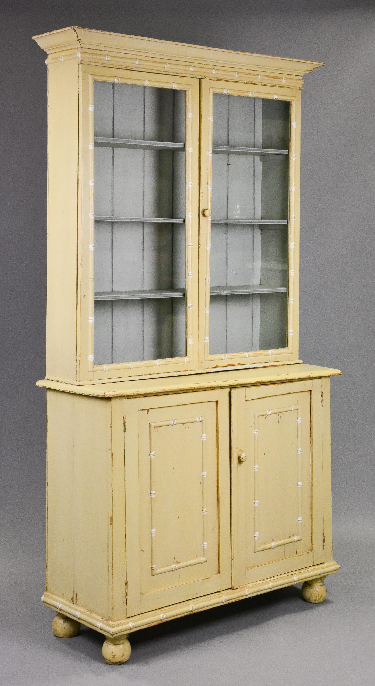Painted Faux Bamboo Bookcase / Cupboard (1 of 5)