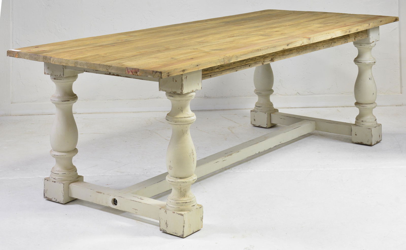 Painted Base Twin Baluster Base Farm Table (1 of 4)