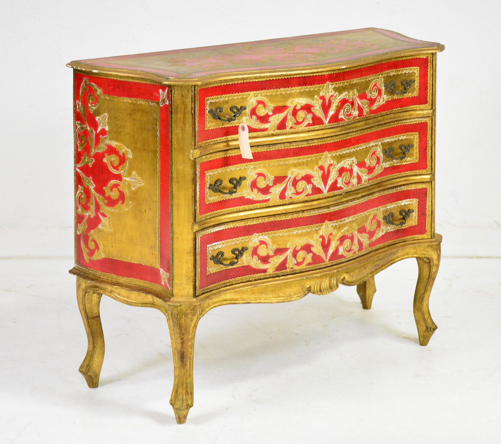 3 Drawer Red / Gold Florentine Chest (1 of 4)