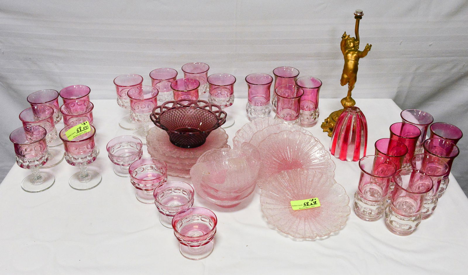 41pc Assorted Cranberry Glass Stems, Etc. (1 of 4)