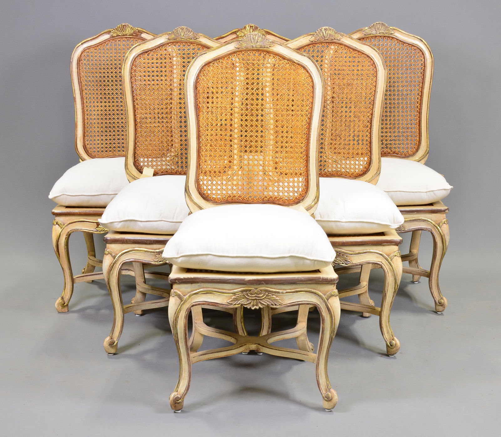 Set of 6 Painted Caned Back / Seat Chairs: Set of 6 Painted Caned Back / Seat Chairs - 43 in tall x 20 x 21