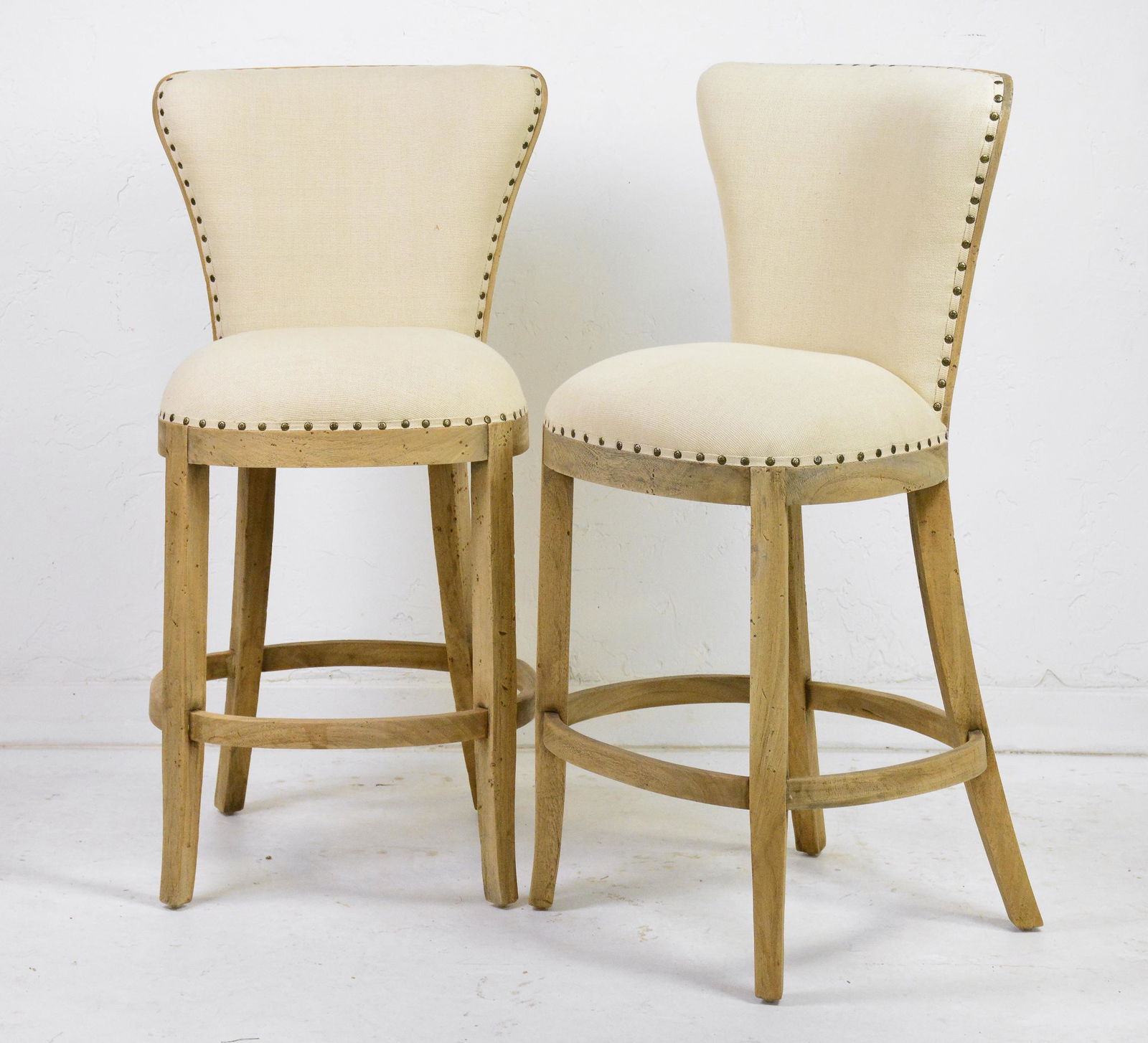 Pair Small Upholstered Counter Stools (1 of 2)