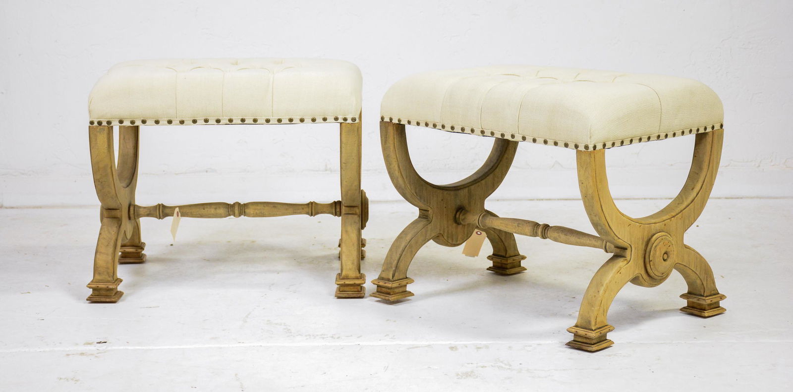2 Button Tufted Upholstered Stools (1 of 3)