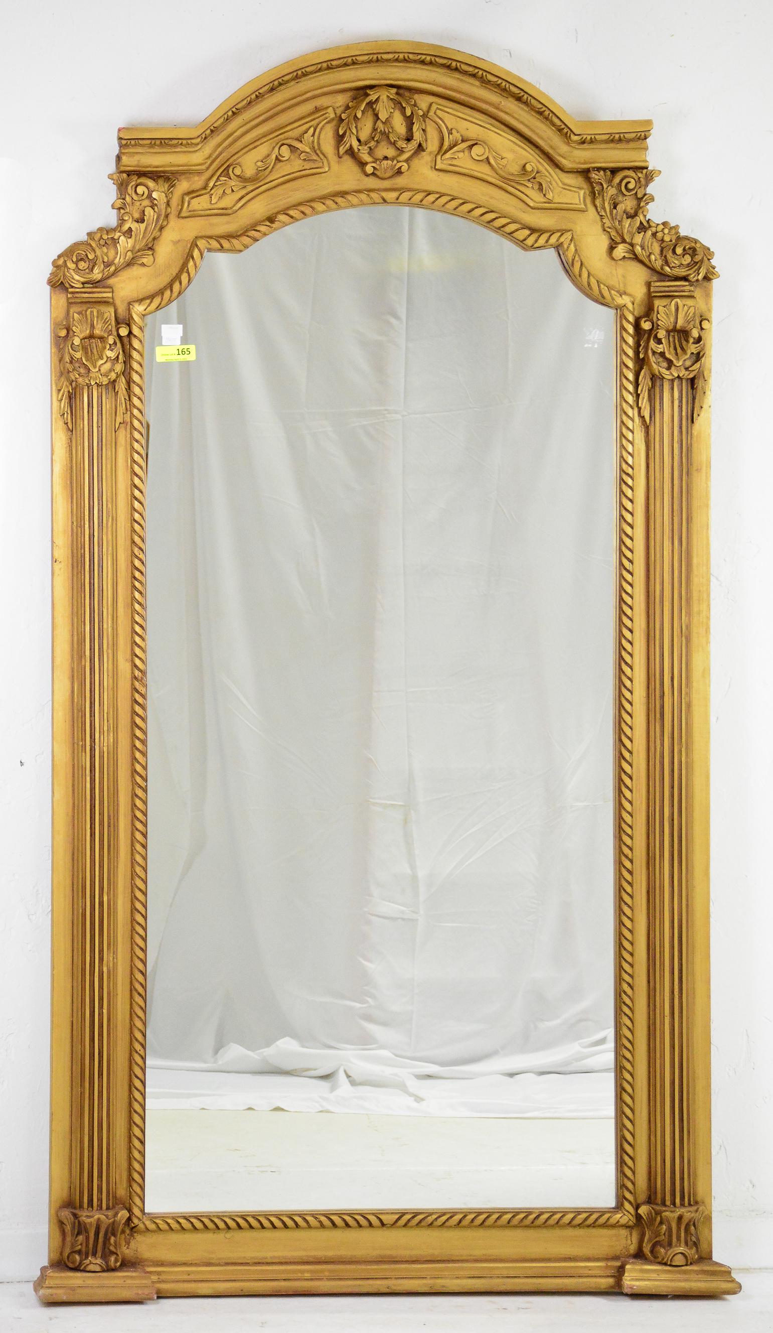 French Style Carved Arch Top Gold Framed Mirror (1 of 4)