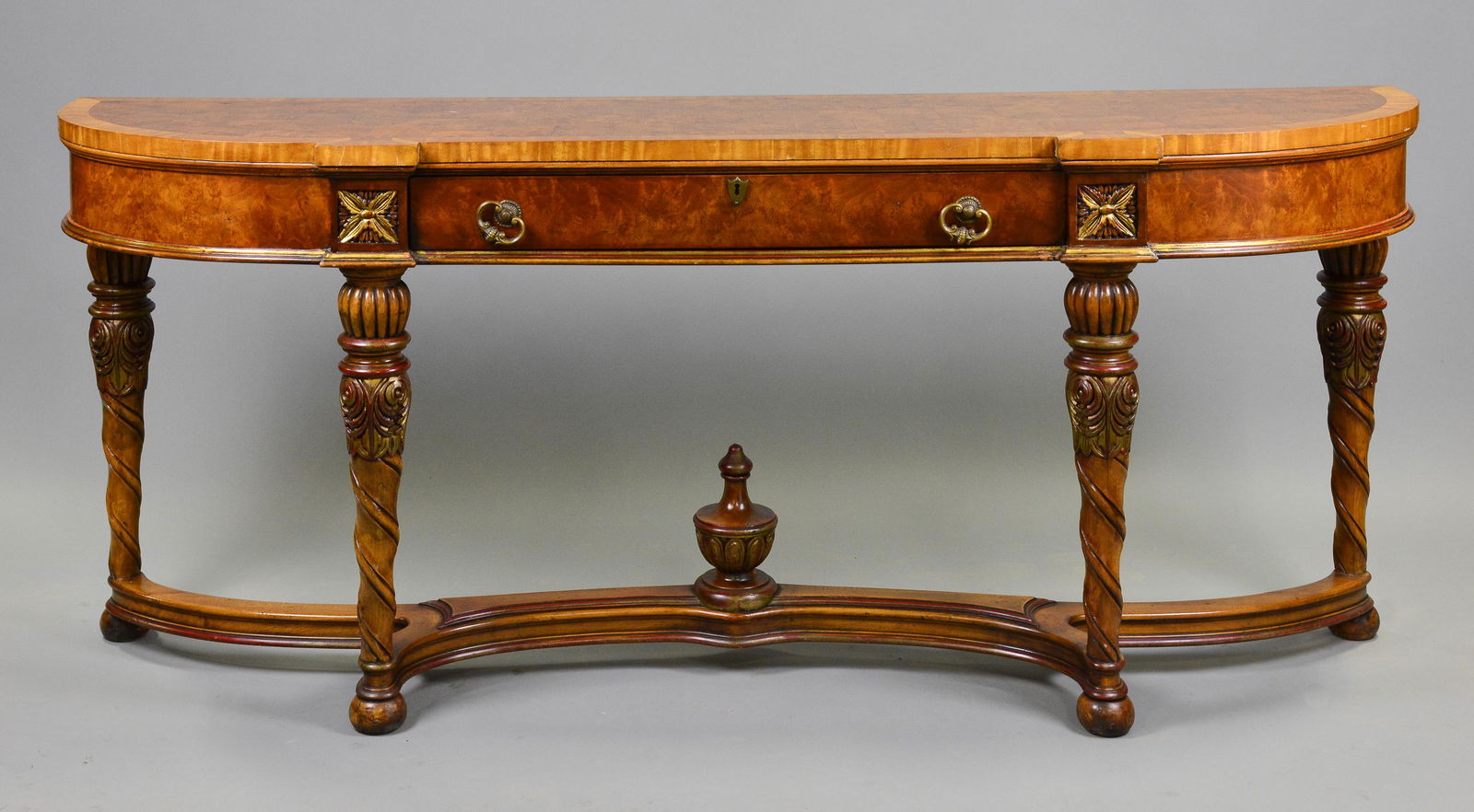 Burlwood Console Table with Drawer & Banded Inlay Top (1 of 4)