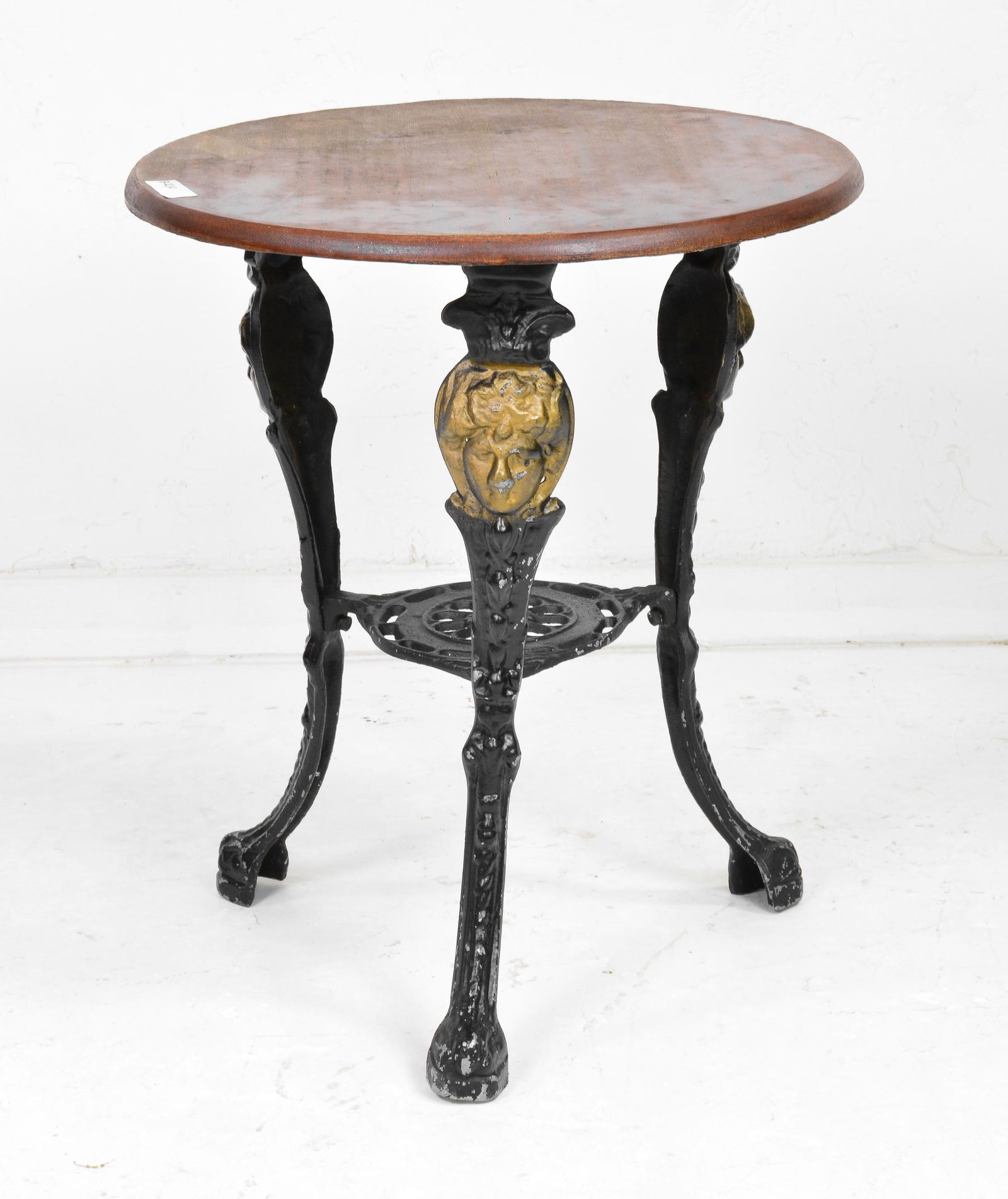 British Oak Top Cast Iron Base Pub Table (1 of 3)