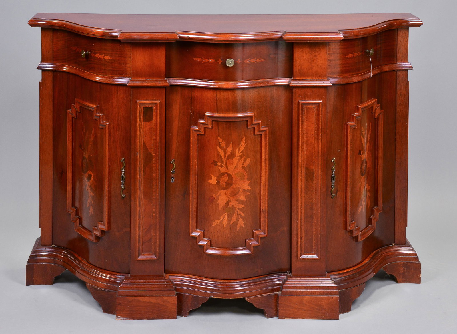 Inlaid Mahogany Console / Hall Cabinet: English Inlaid Mahogany Console / Hall Cabinet - 35 in tall x 50 x 16