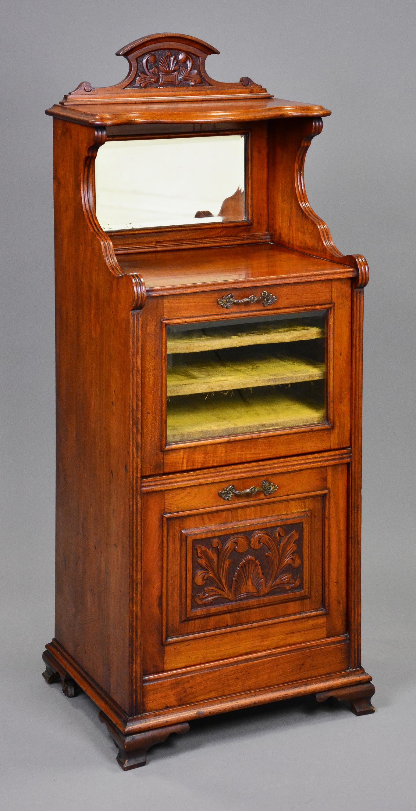 Edwardian Music Cabinet in Walnut c. 1900: Edwardian Music Cabinet in Walnut c. 1900 - 50 in tall x 19 x 16