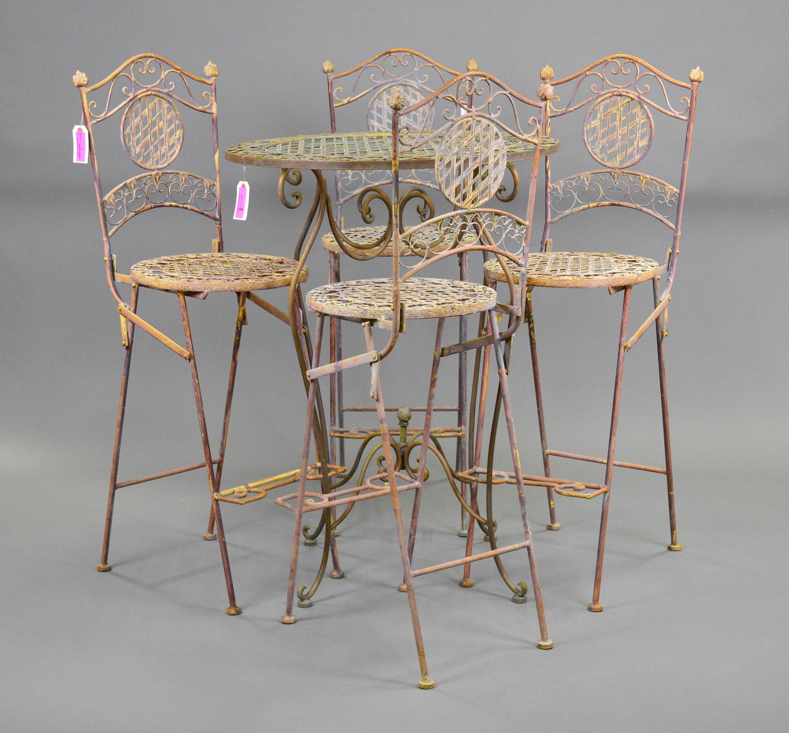 5pc Painted Iron Bistro / Garden Table & 4 Stools (1 of 3)