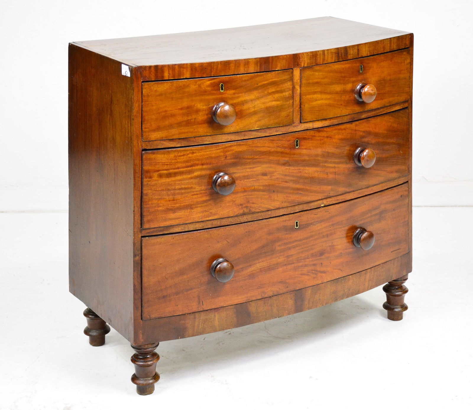 Victorian Mahogany Bow Front 4 Drawer Chest (1 of 6)