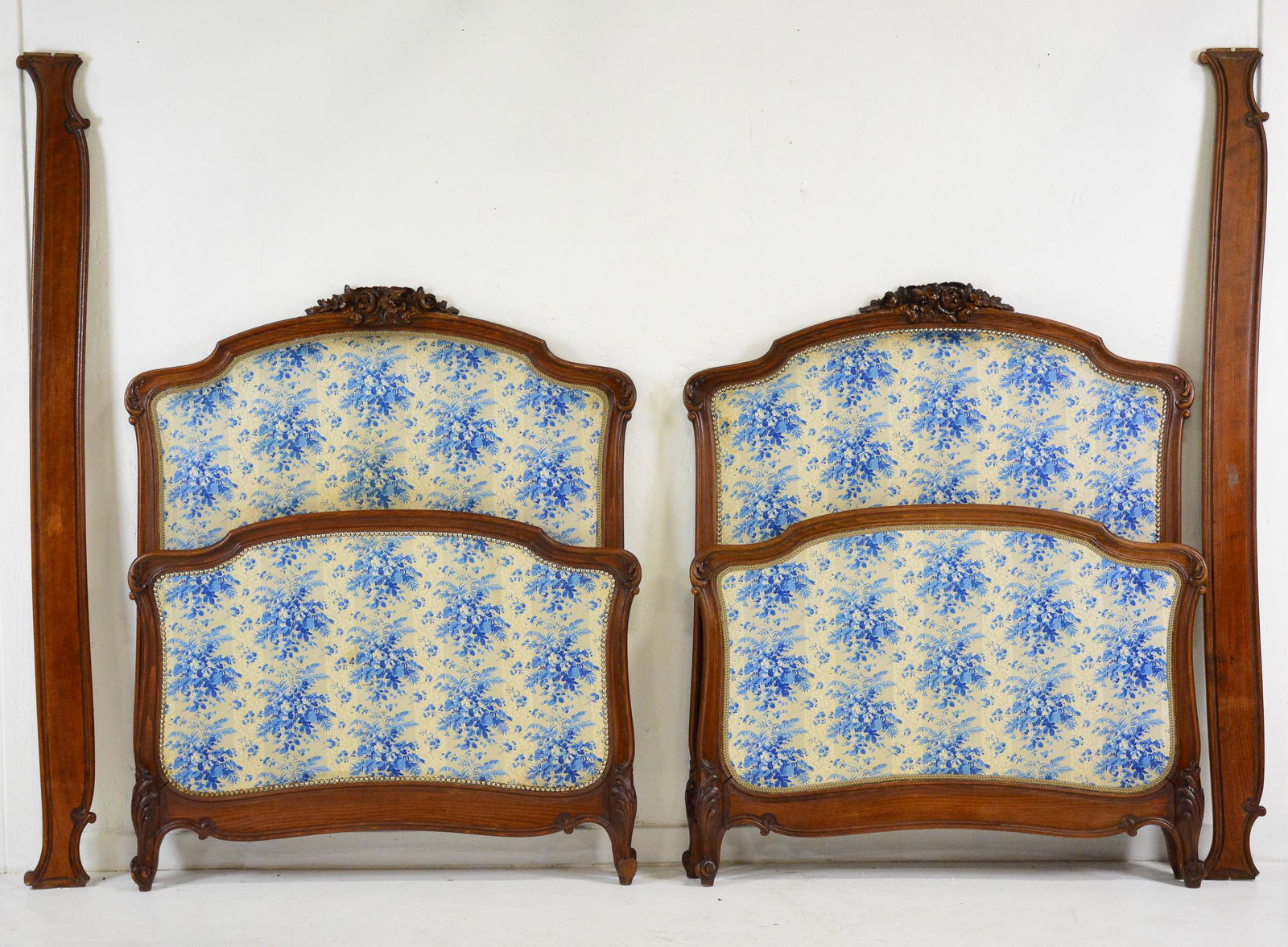 Pair French Blue Upholstered Beds (1 of 5)