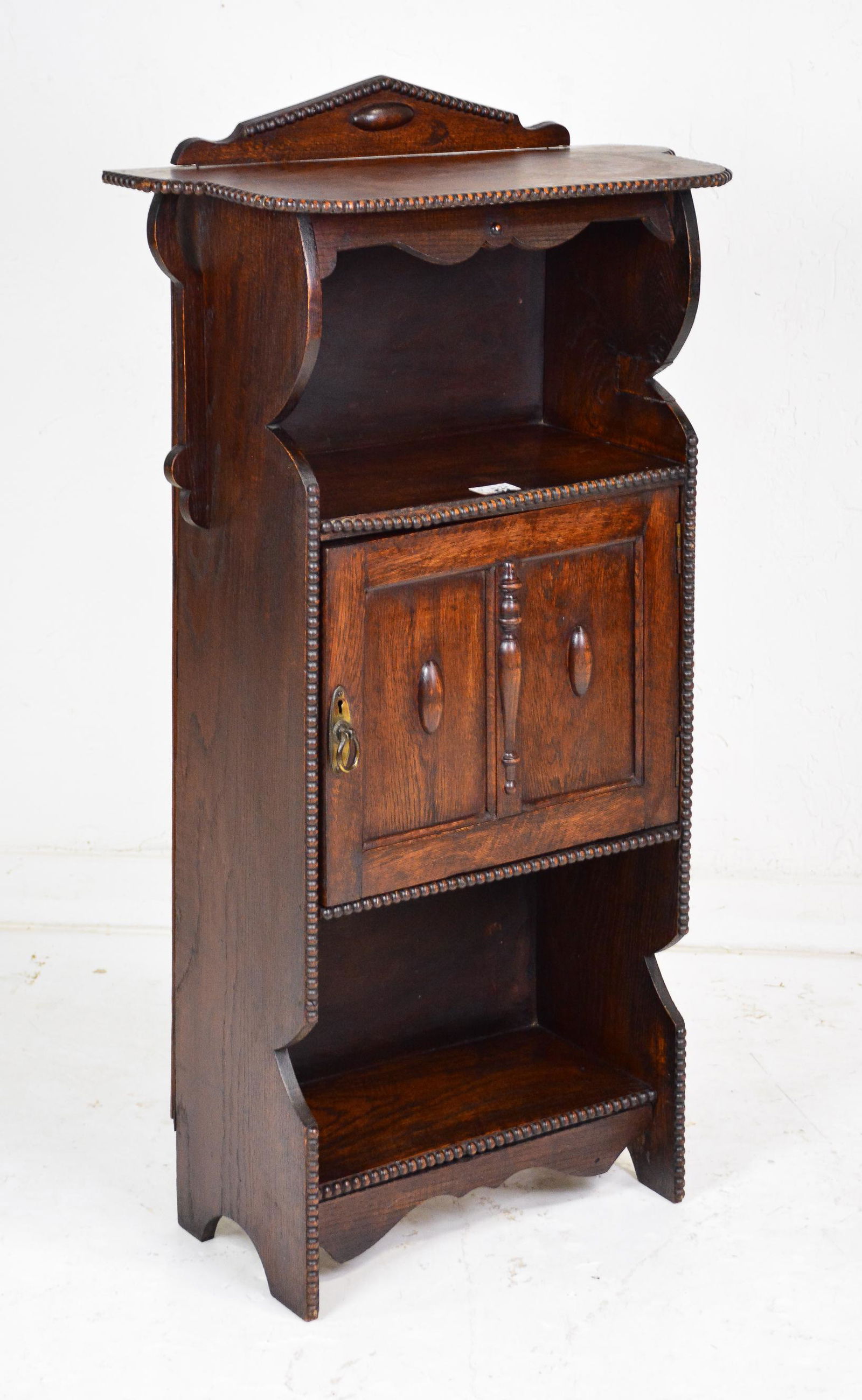 British Oak Tall Narrow Bookshelf / Cabinet (1 of 5)