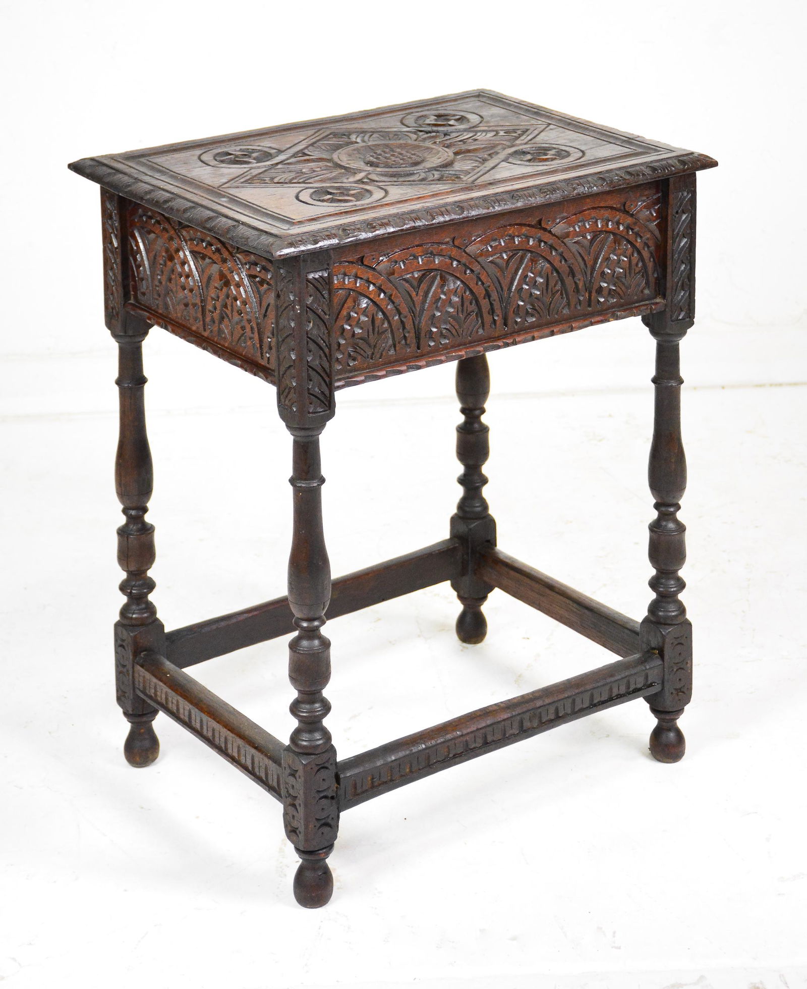 British Carved Oak Lift Top Table (1 of 4)