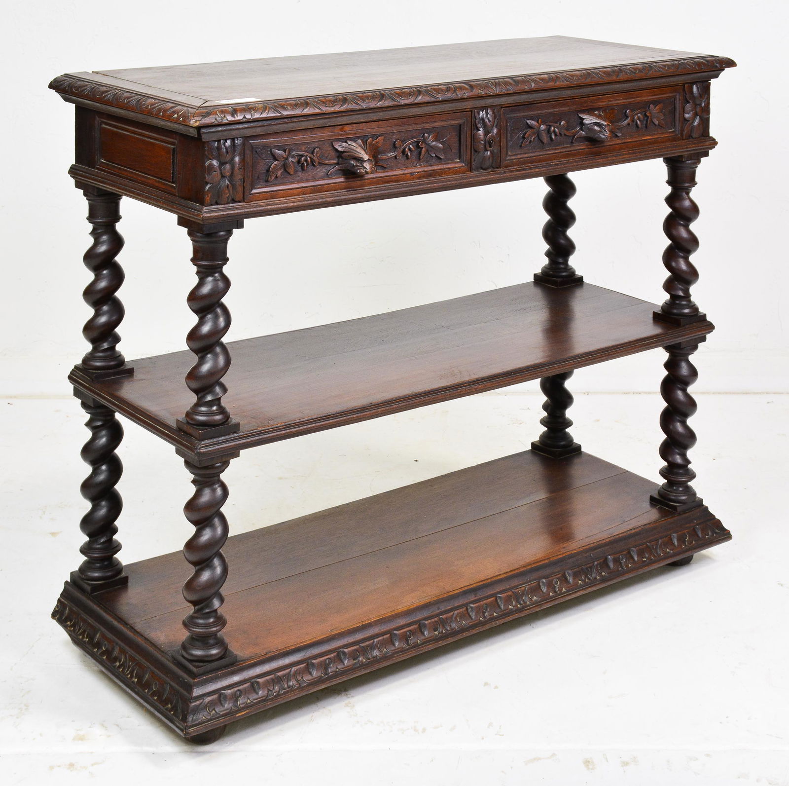 Barley Twist Oak 3 Tier Marble Top Server (1 of 8)