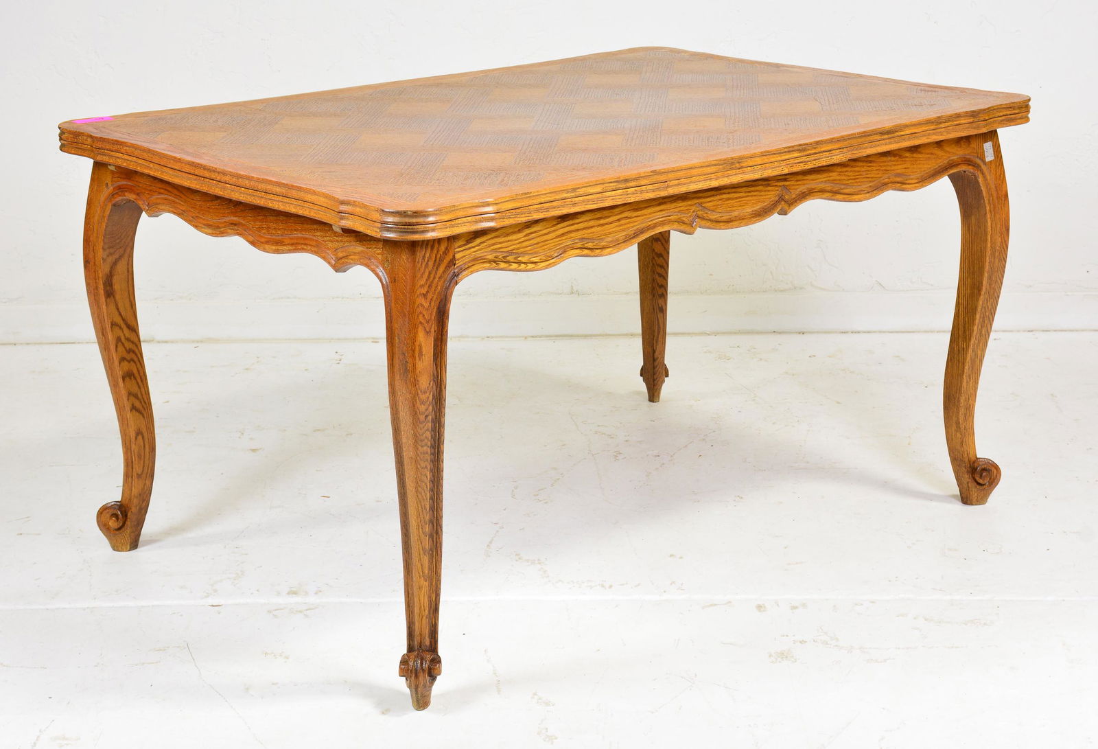 Country French Parquet Top Draw Leaf Table (1 of 4)