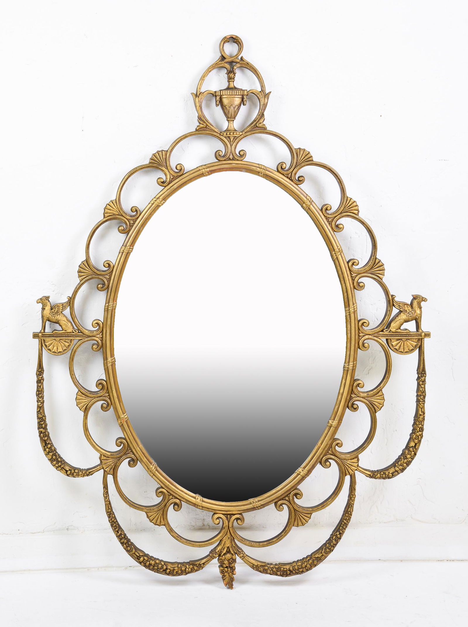Carved Gold Framed Oval Mirror (1 of 4)