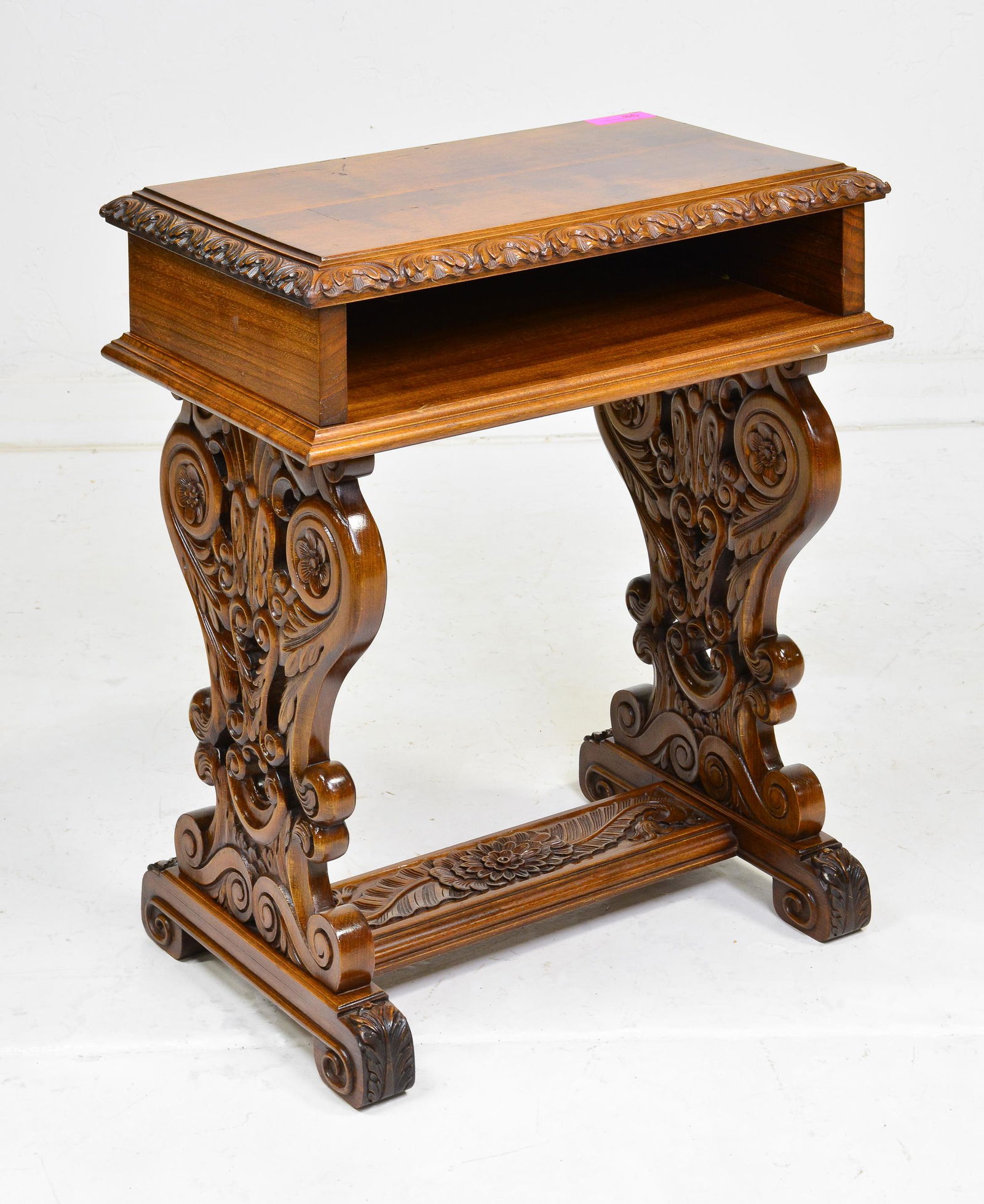 Well Carved Side Table With Shelf (1 of 4)