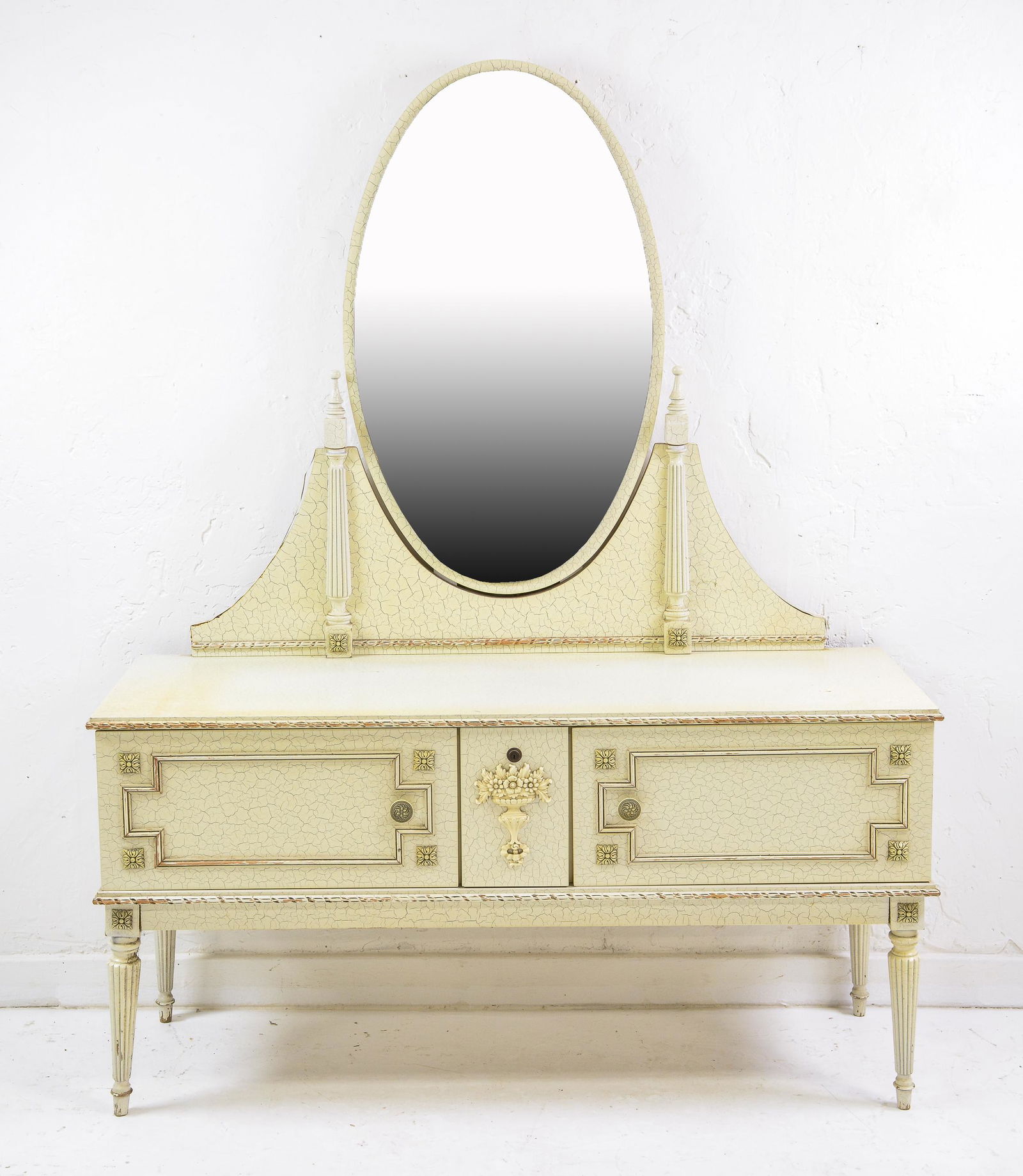 White European Dresser with Oval Mirror (1 of 5)
