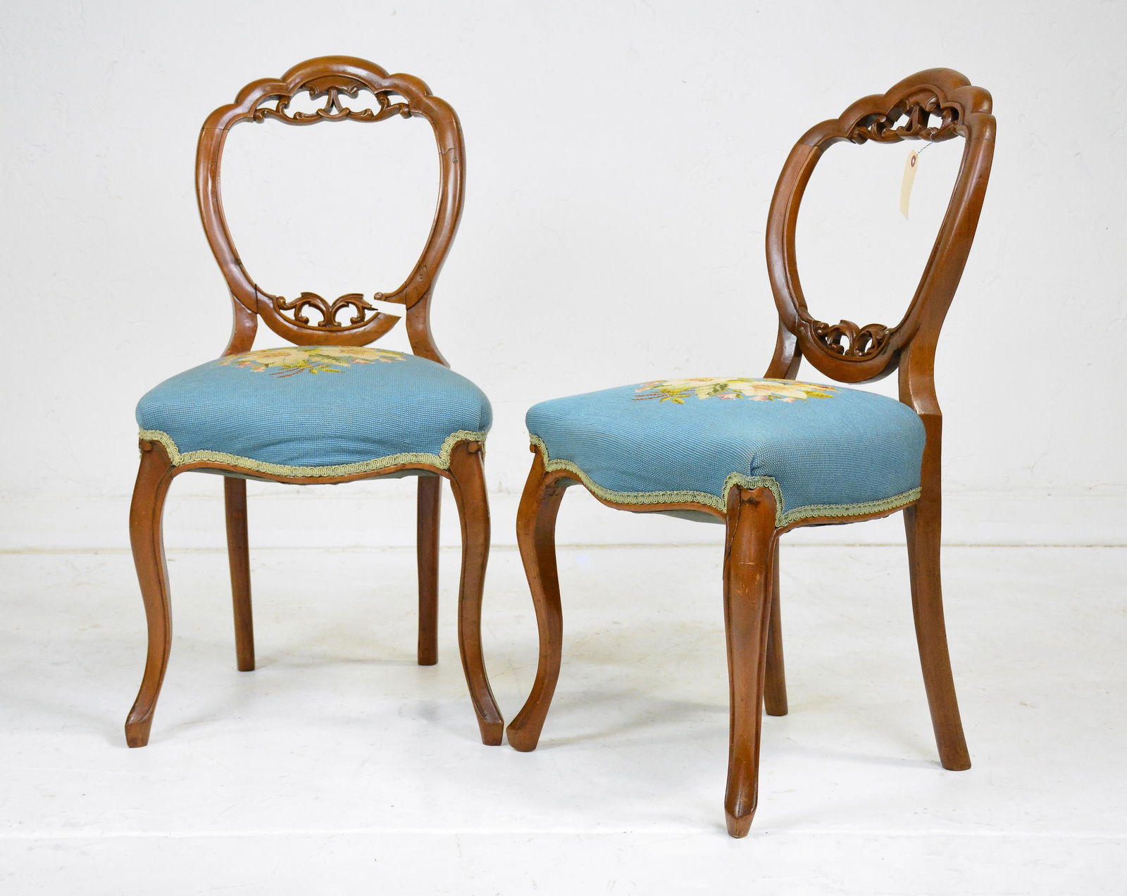 Pair French Needle Point Side Chairs (1 of 5)