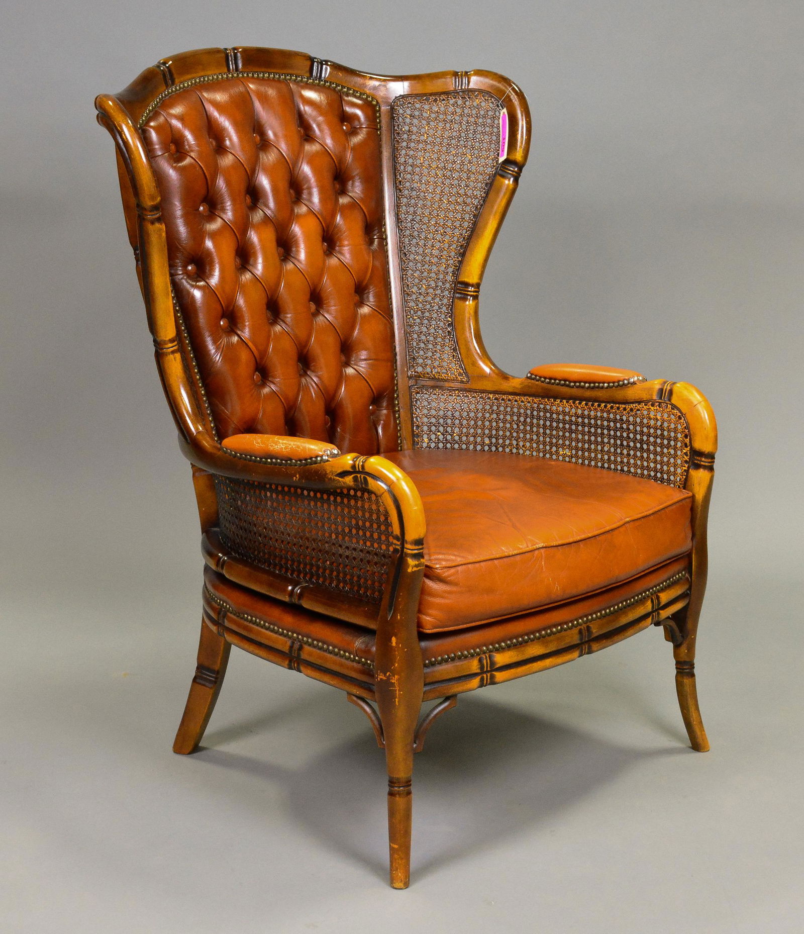 Bamboo / Leather Wing Back Chair (1 of 6)