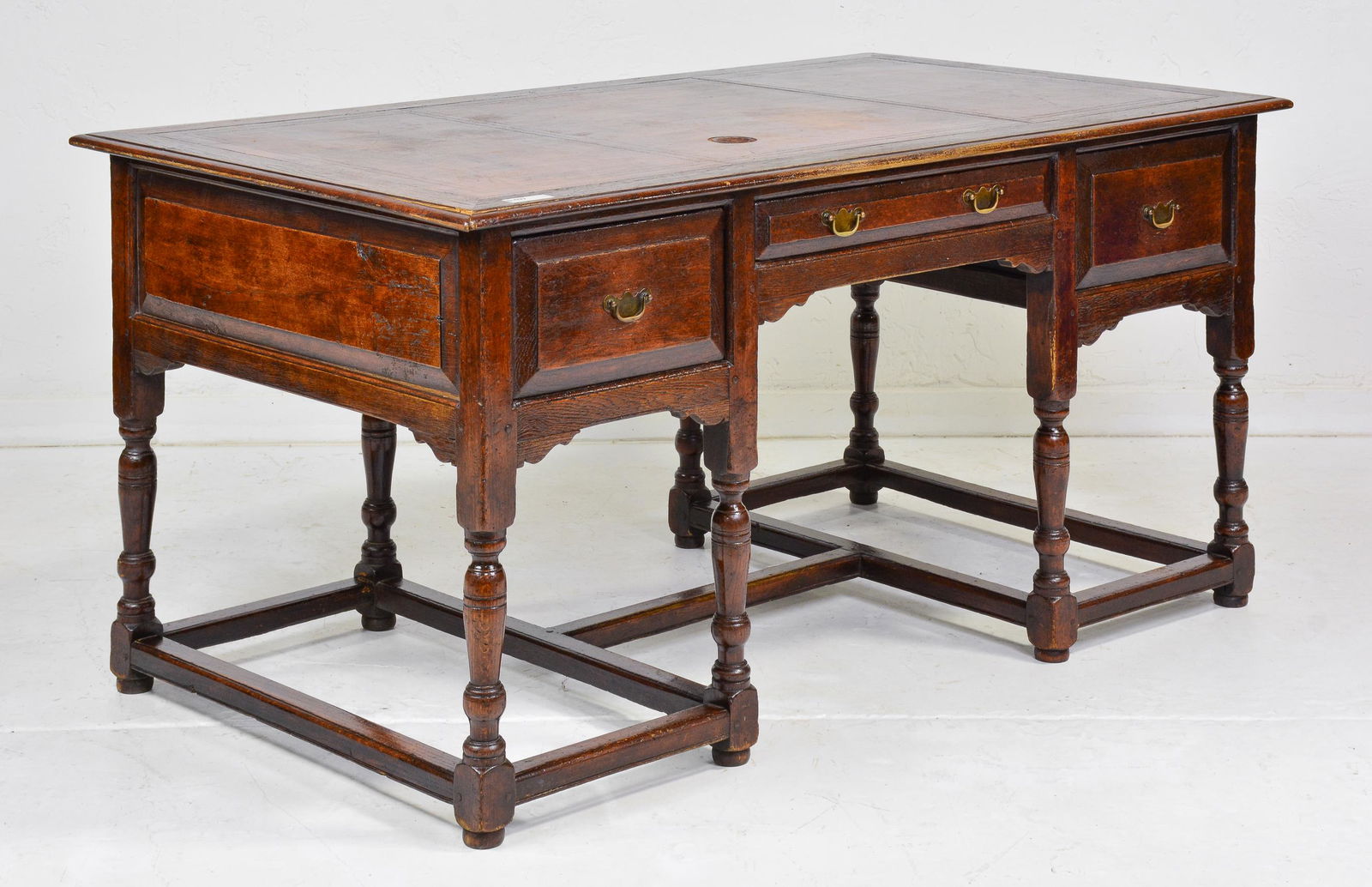 Leather Top 3 Drawer Partner Style Desk (1 of 9)