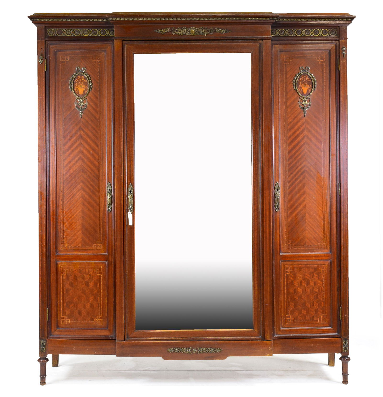 Large French 3 Door Inlaid Armoire / Robe (1 of 8)