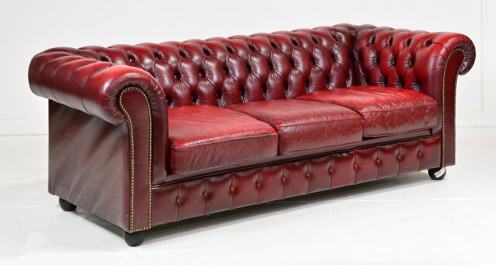 Red Leather Chesterfield 3 Seater Sofa (1 of 6)