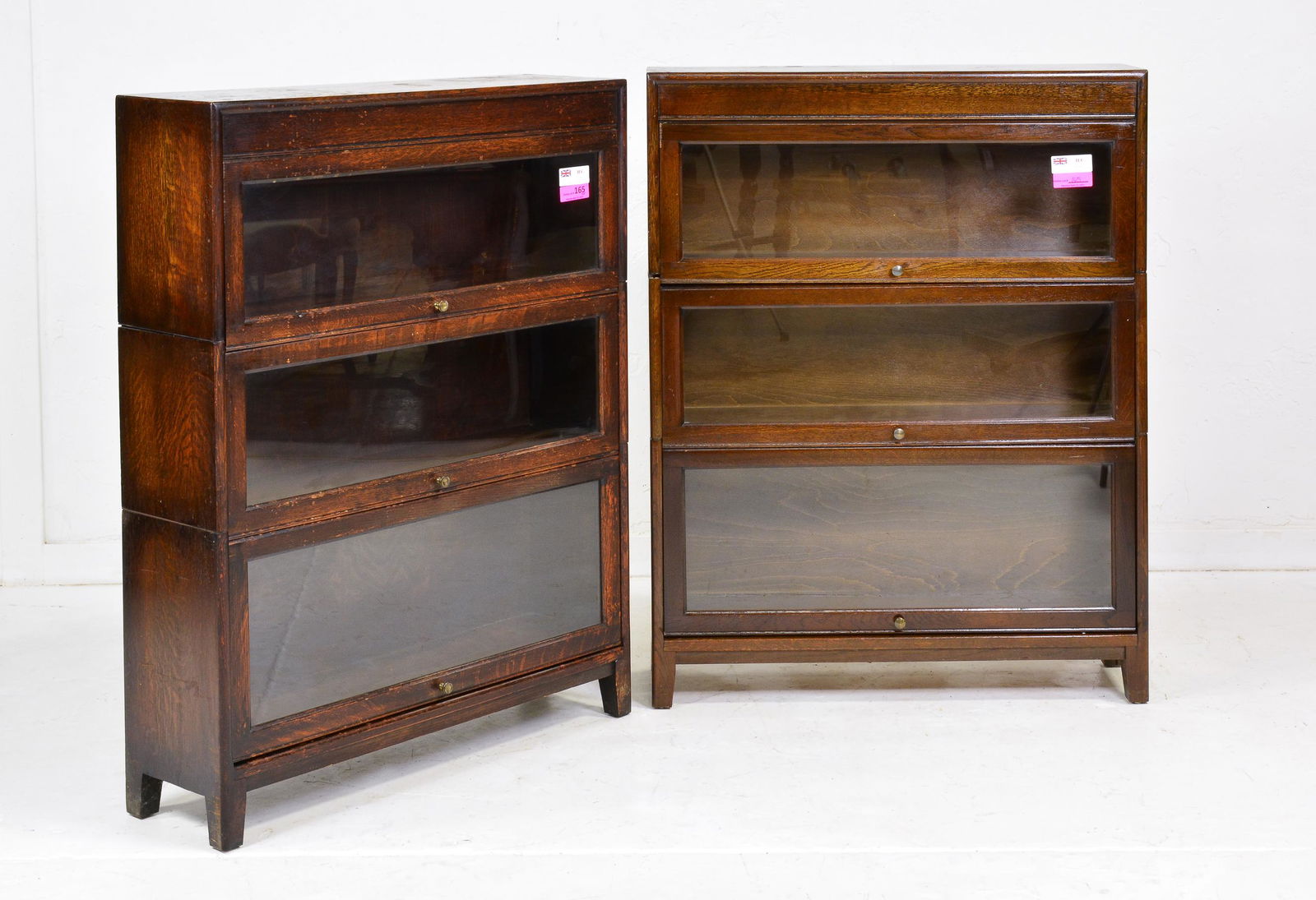 Pair British Oak 3 Stack Barristers Bookcase (1 of 4)