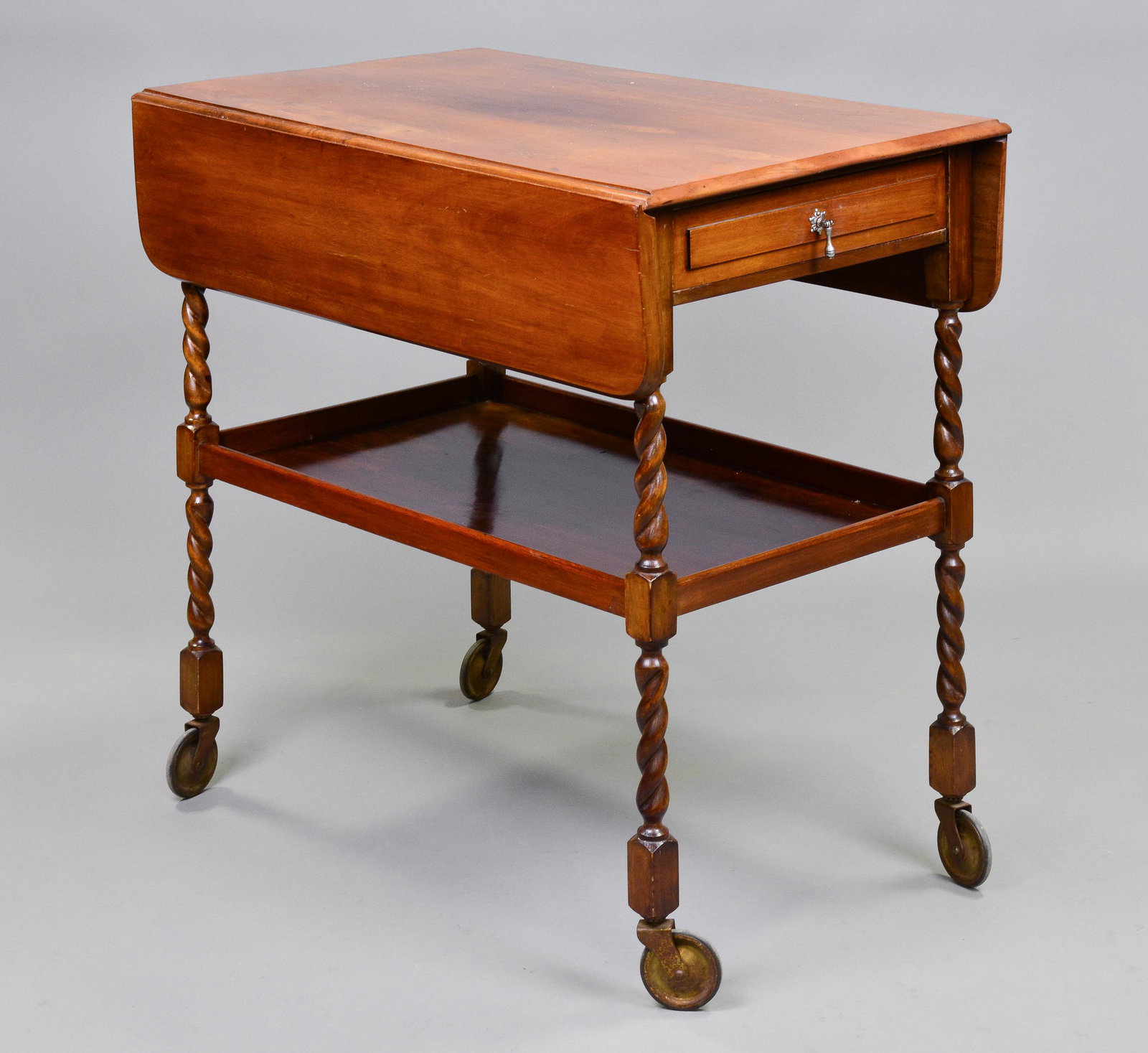 British Mahogany Barley Twist 2 Tier Trolly: British Mahogany Barley Twist 2 Tier Trolly / Cart - 31 in tall x 35 x 33
