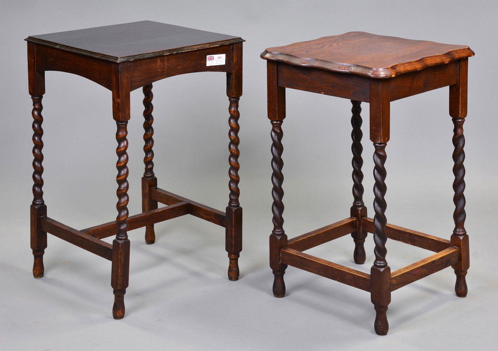 2 British Oak Barley Twist Lamp / Side Tables (1 of 3)