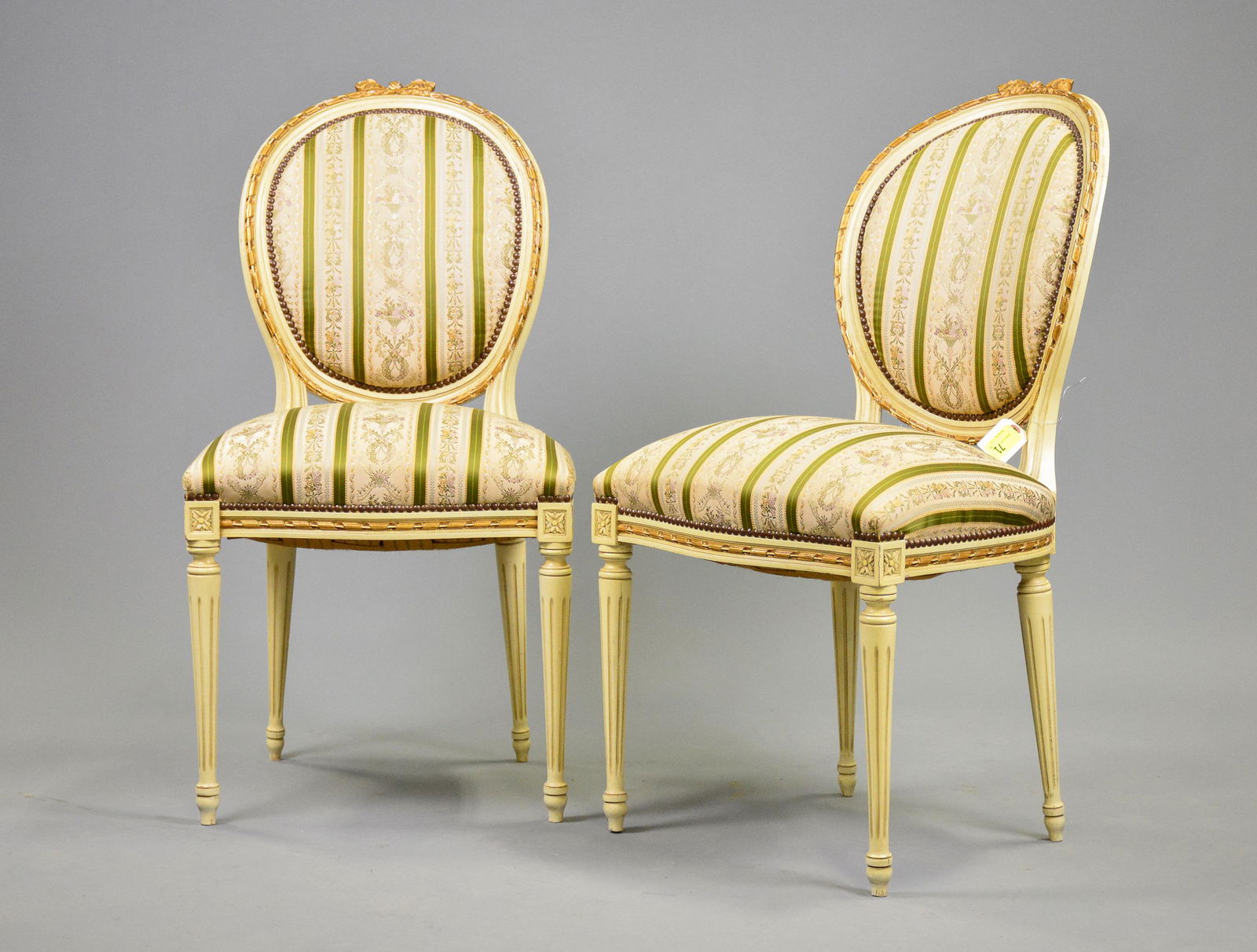 Pair Louis XVI Style Painted Chairs (1 of 5)