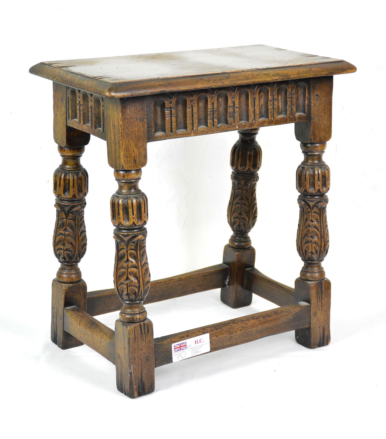 British Carved Oak Joint Stool (1 of 3)