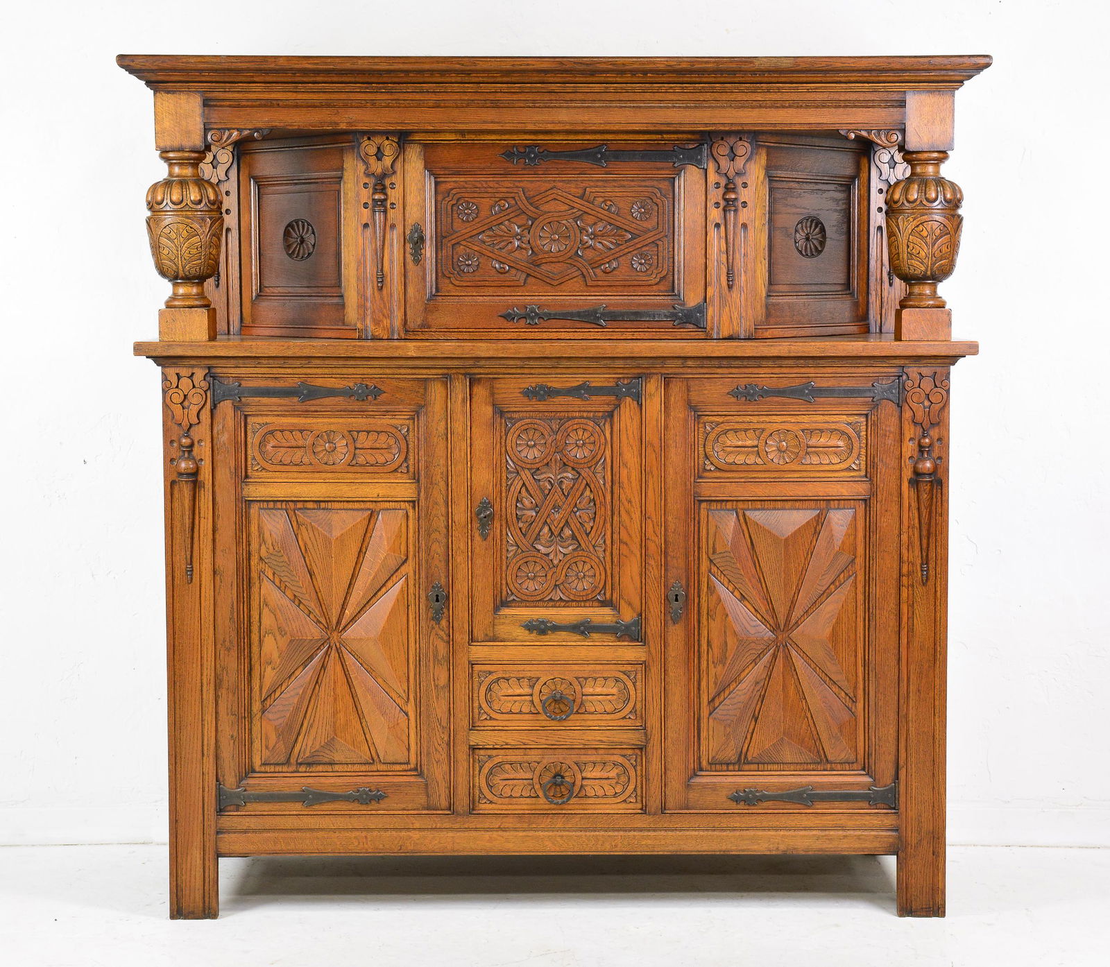 Large Carved Oak Court Cupboard (1 of 8)