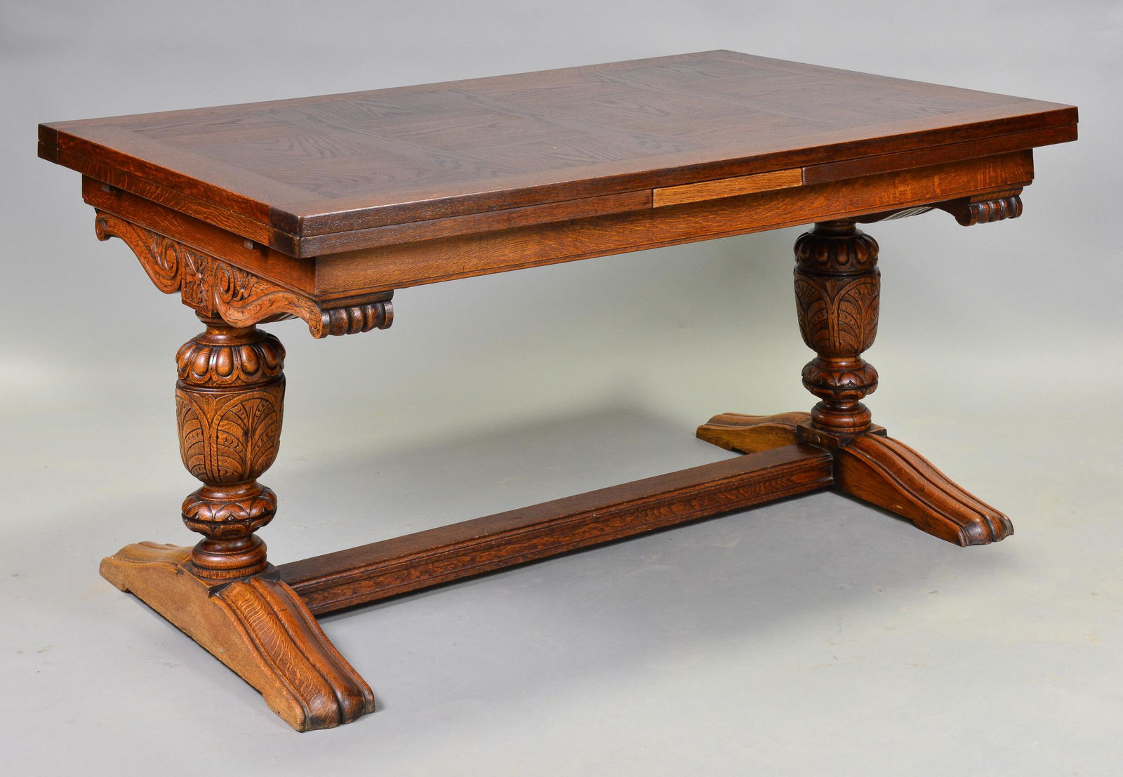 British Carved Oak Draw Leaf Table (1 of 4)