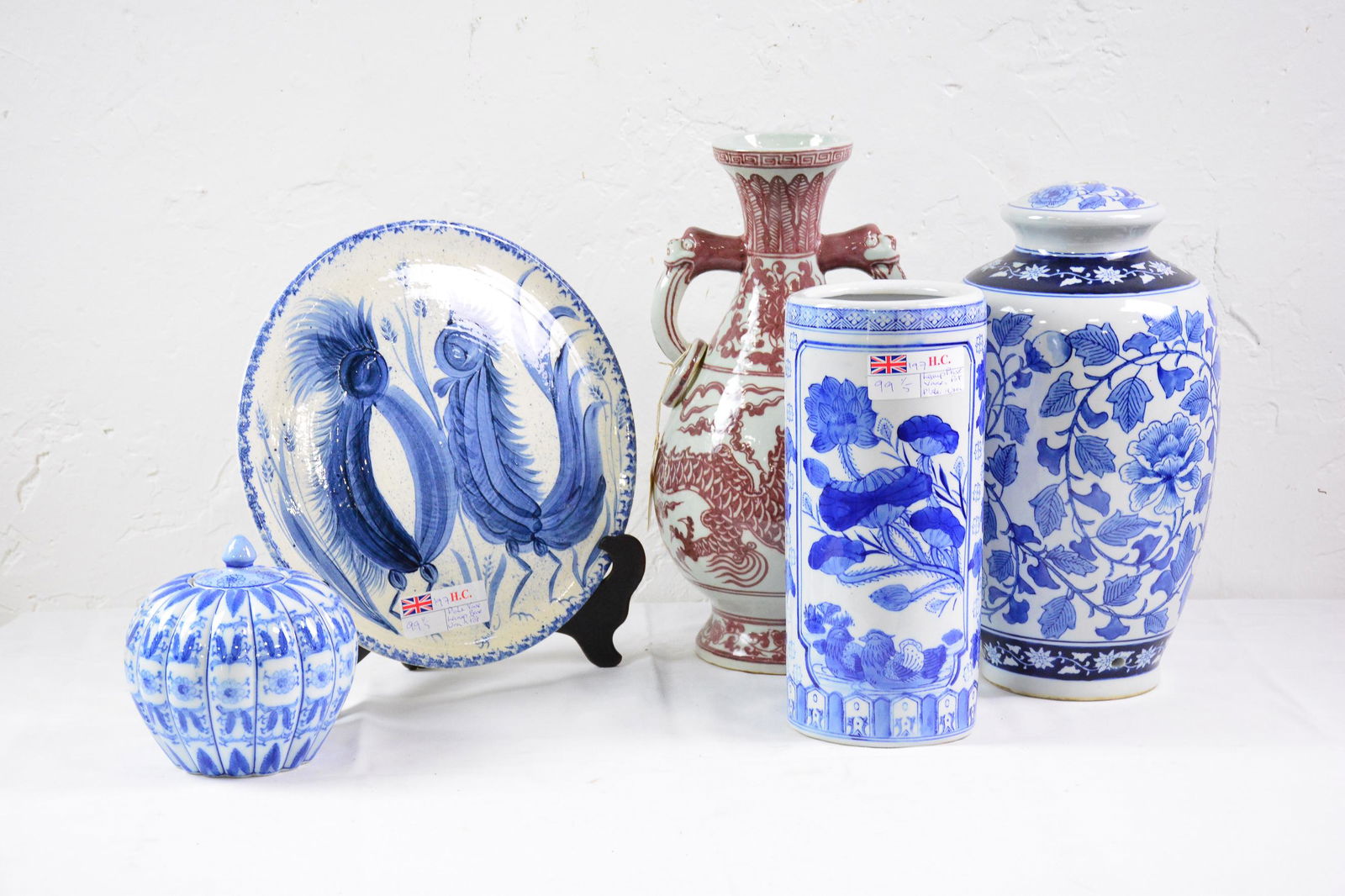 5pcs Assorted Blue / White China & Terracotta (1 of 3)