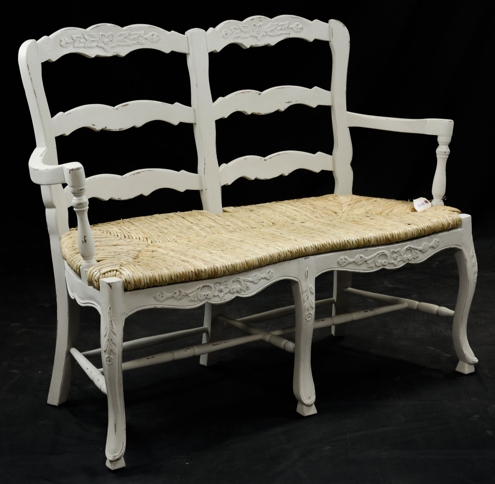 Country French Style Painted 2 Seater Arm Bench (1 of 2)