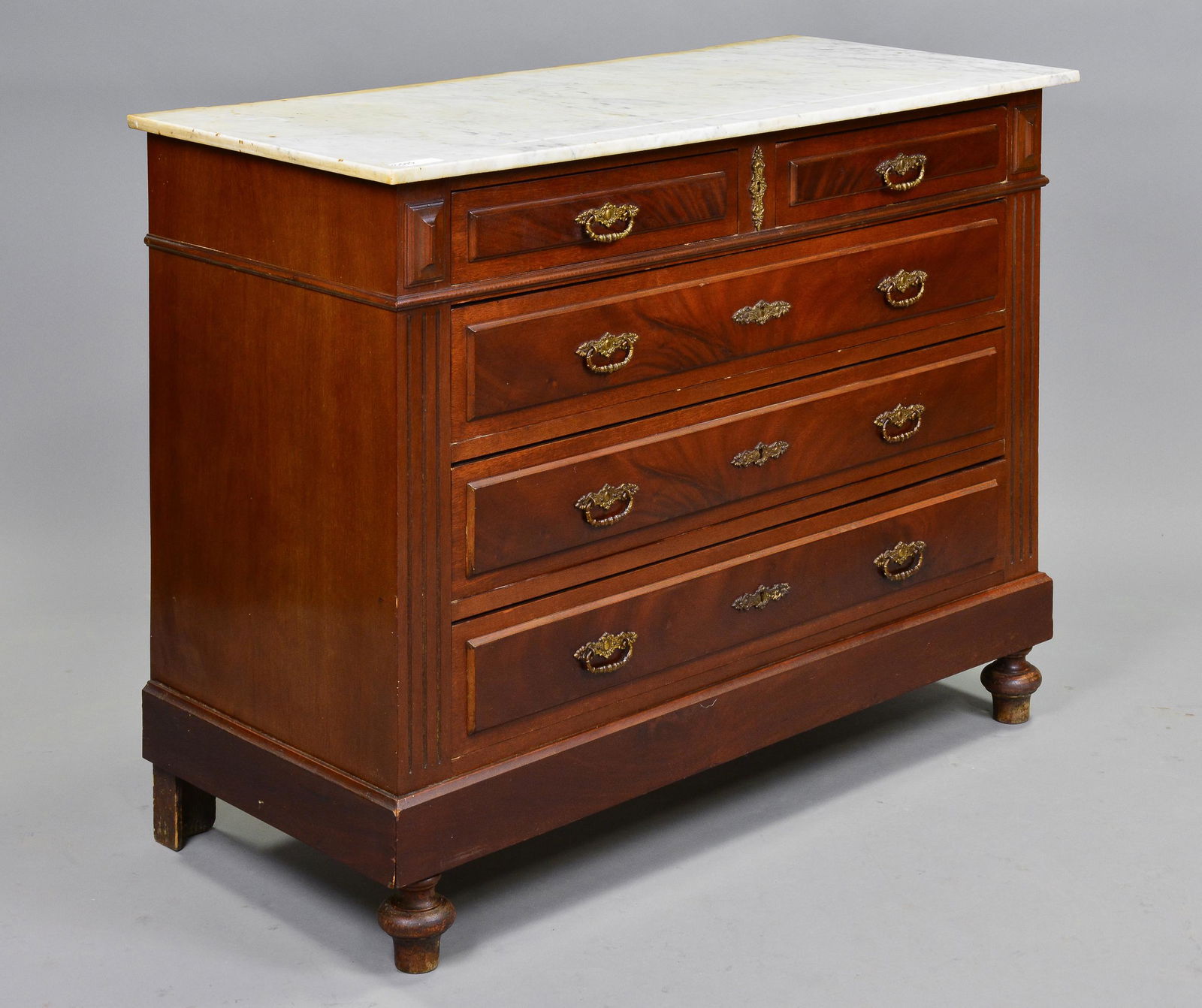 White Marble Top 5 Drawer Chest / Commode (1 of 5)