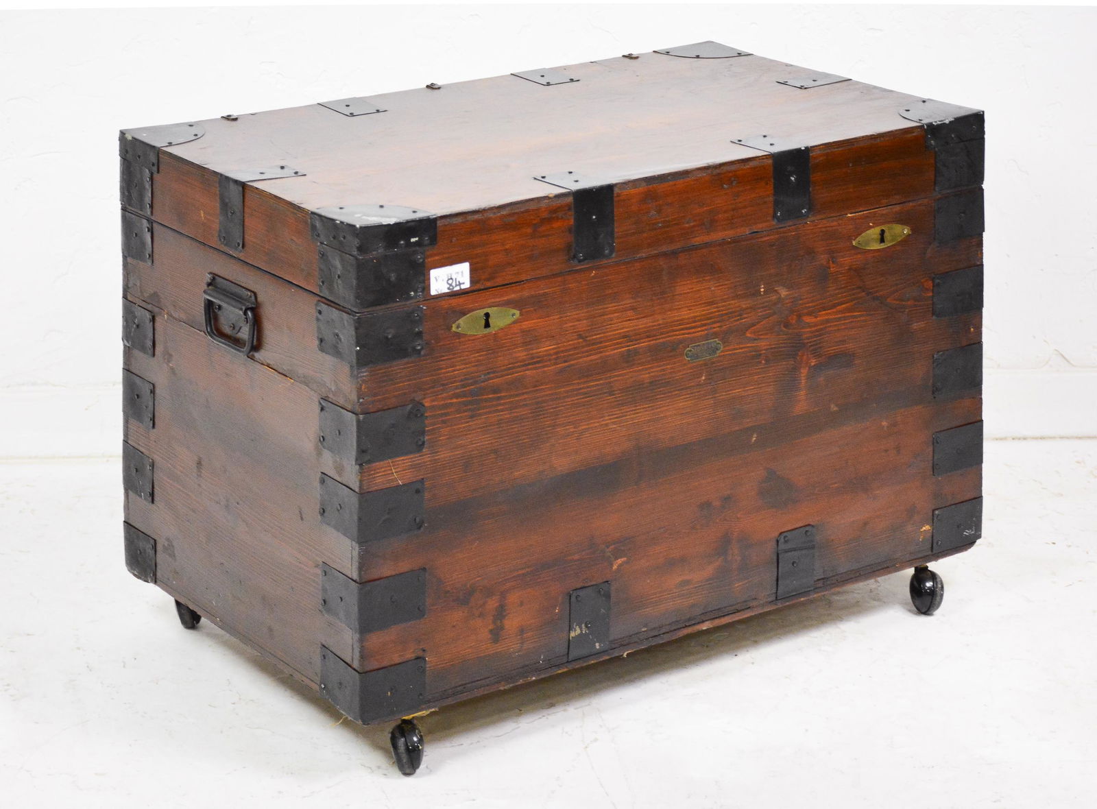 British Oak Metal Banded Trunk / Blanket Chest (1 of 4)