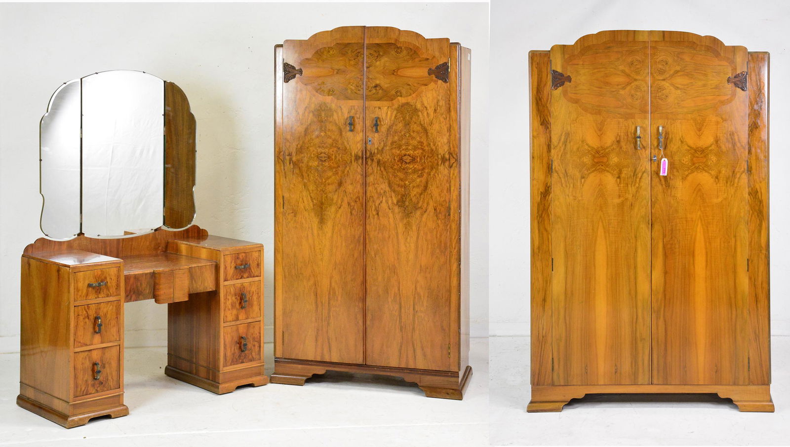 3pc Walnut Bed Set - 2 Robes & Dresser (1 of 6)