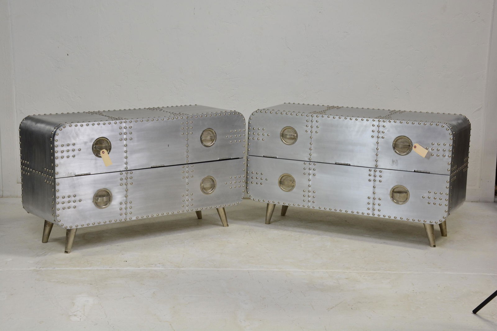 Pair of Aviator Style Drop Front Low Cabinet (1 of 6)