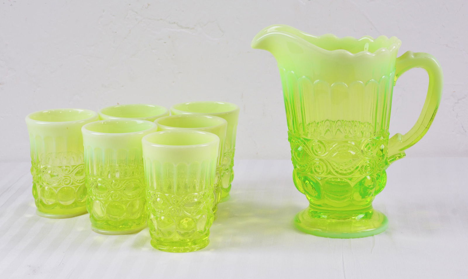 Vintage Green Glass Drink Set (1 of 2)