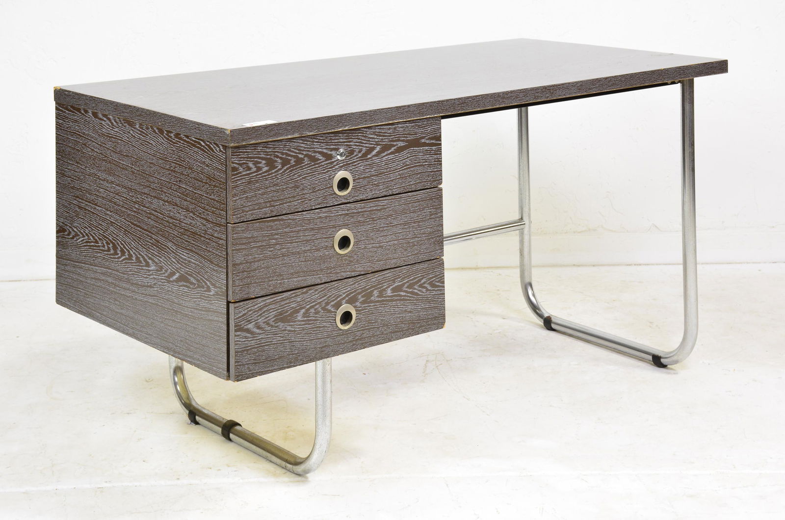Modern Grey Laminate Desk - Tubular Legs #1: Modern Executive Desk with Tubular metal Frame - 30 in tall x 53 x 28