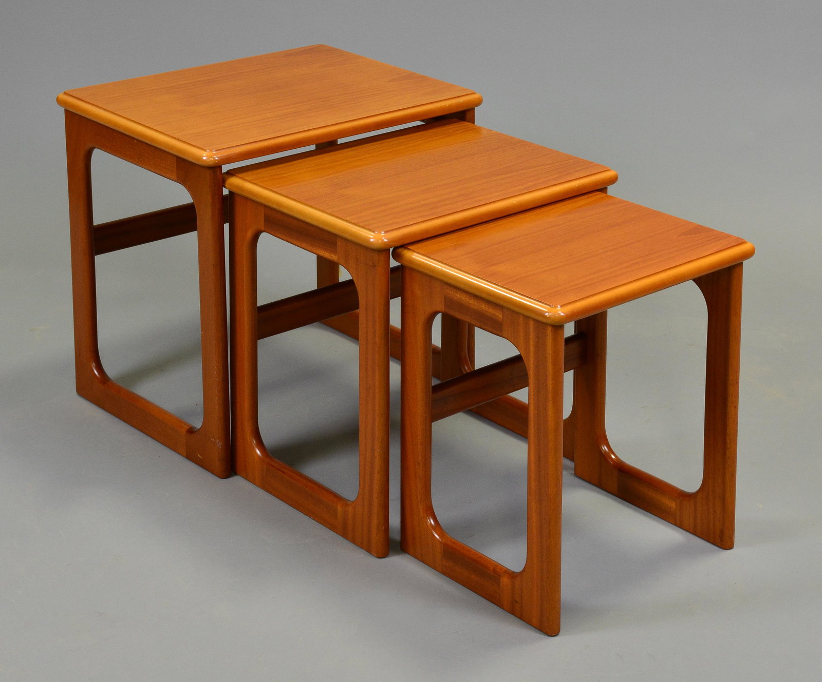 Mid Century Nest of Tables by McIntosh: Danish Modern Style Nest of Tables by British Maker McIntosh - 20 in tall x 21 x 17