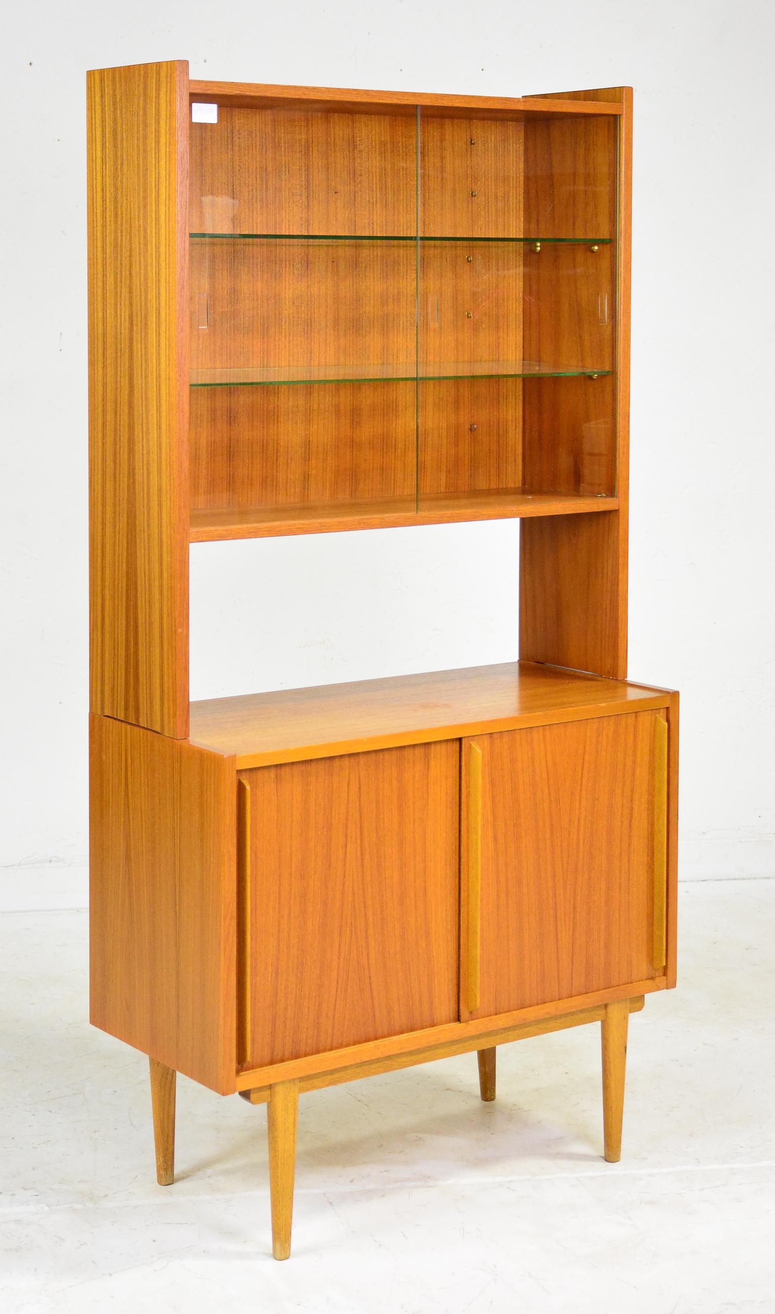 Mid Century Modern Bookcase - Sliding Doors: Danish Modern Style Bookcase from Sweden with Sliding doors on top and bottom - 63 in tall x 32 x 15