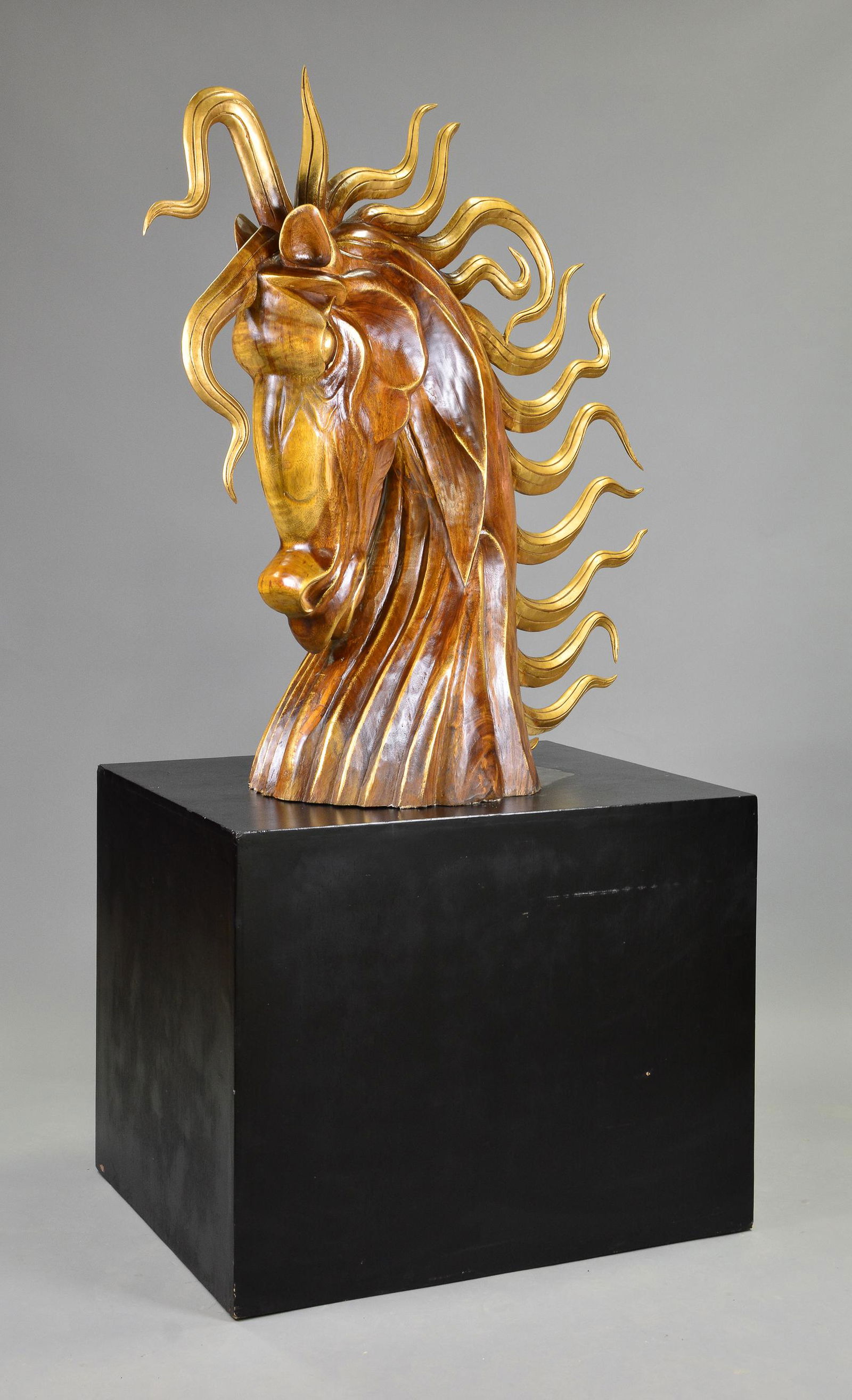 Horse Head Figure with Gold Accents on Black Base (1 of 7)
