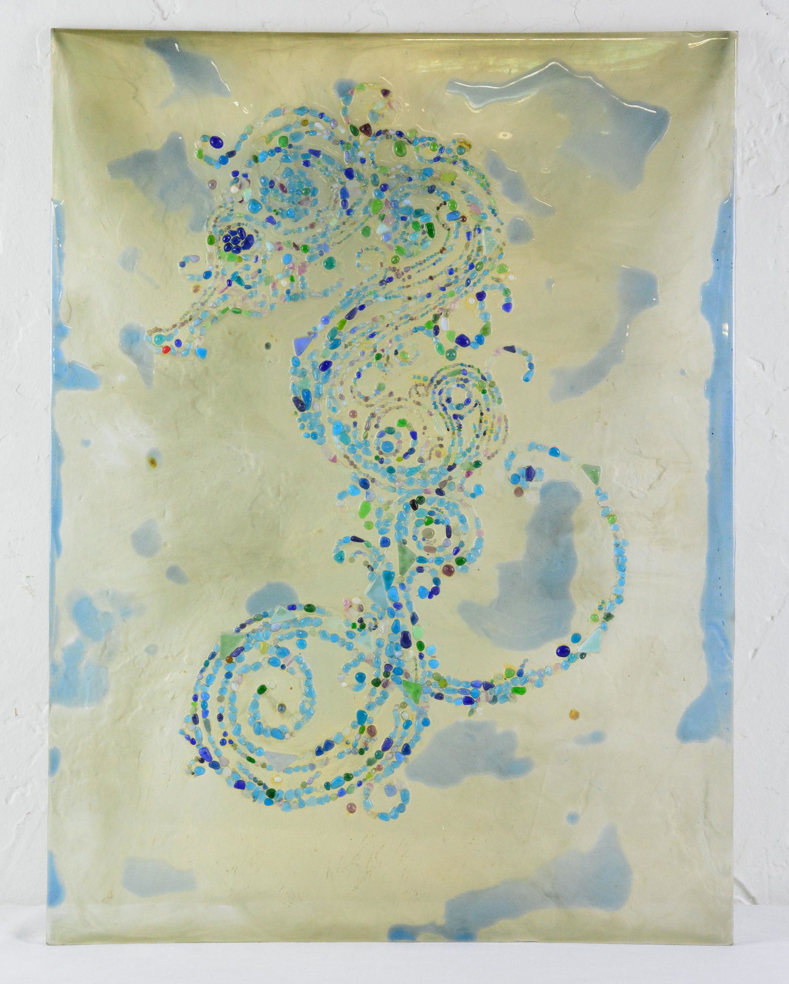 Opaque Art Glass Panel - Seahorse (1 of 2)